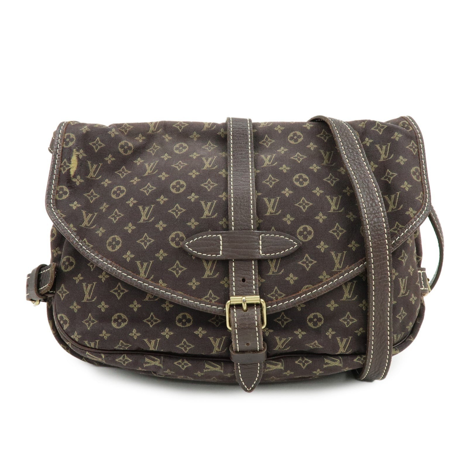 Louis Vuitton Monogram Mini Lin Saumur 30 Shoulder Bag Ebene M95227