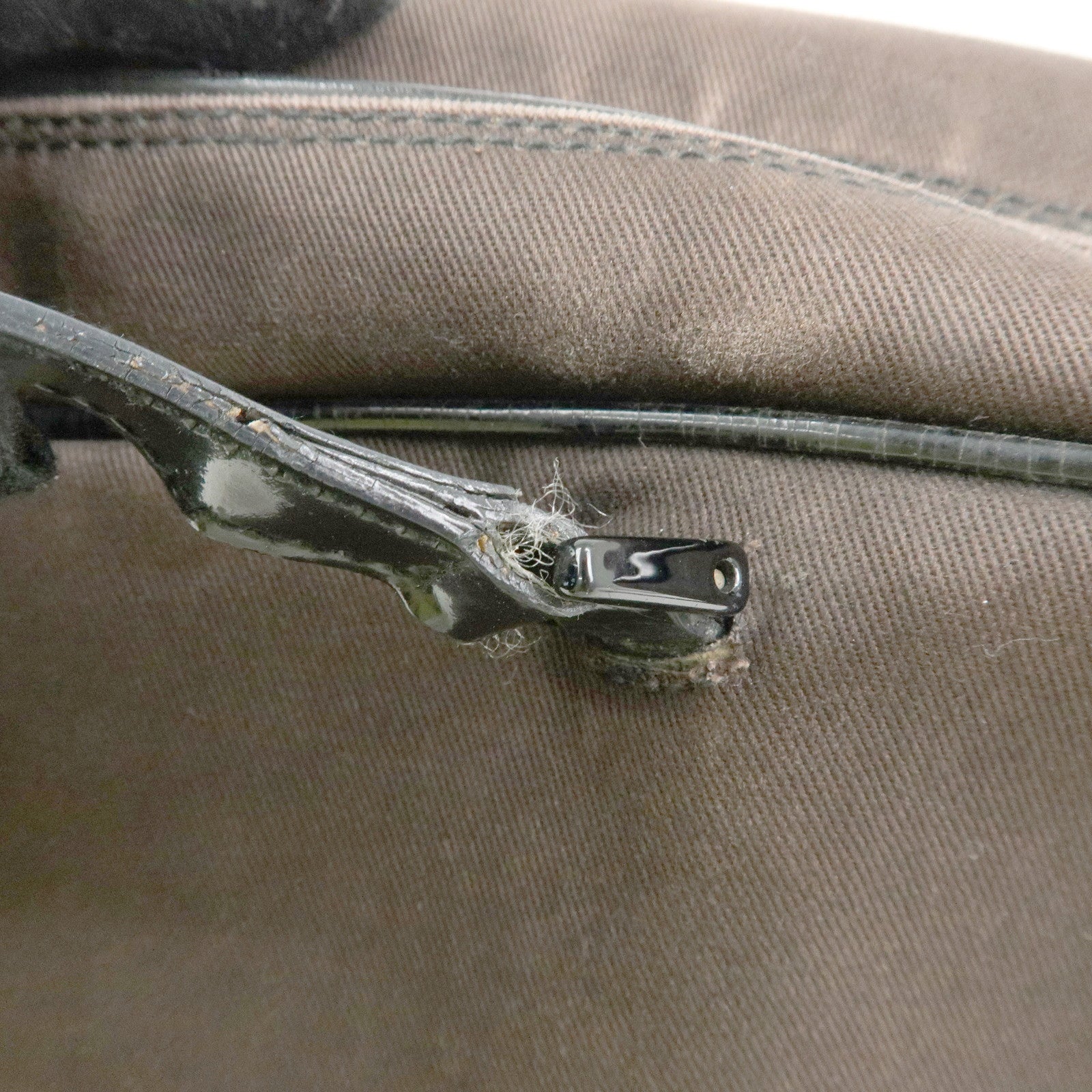 Christian Dior Canvas Patent Leather Boston Bag Hand Bag Brown