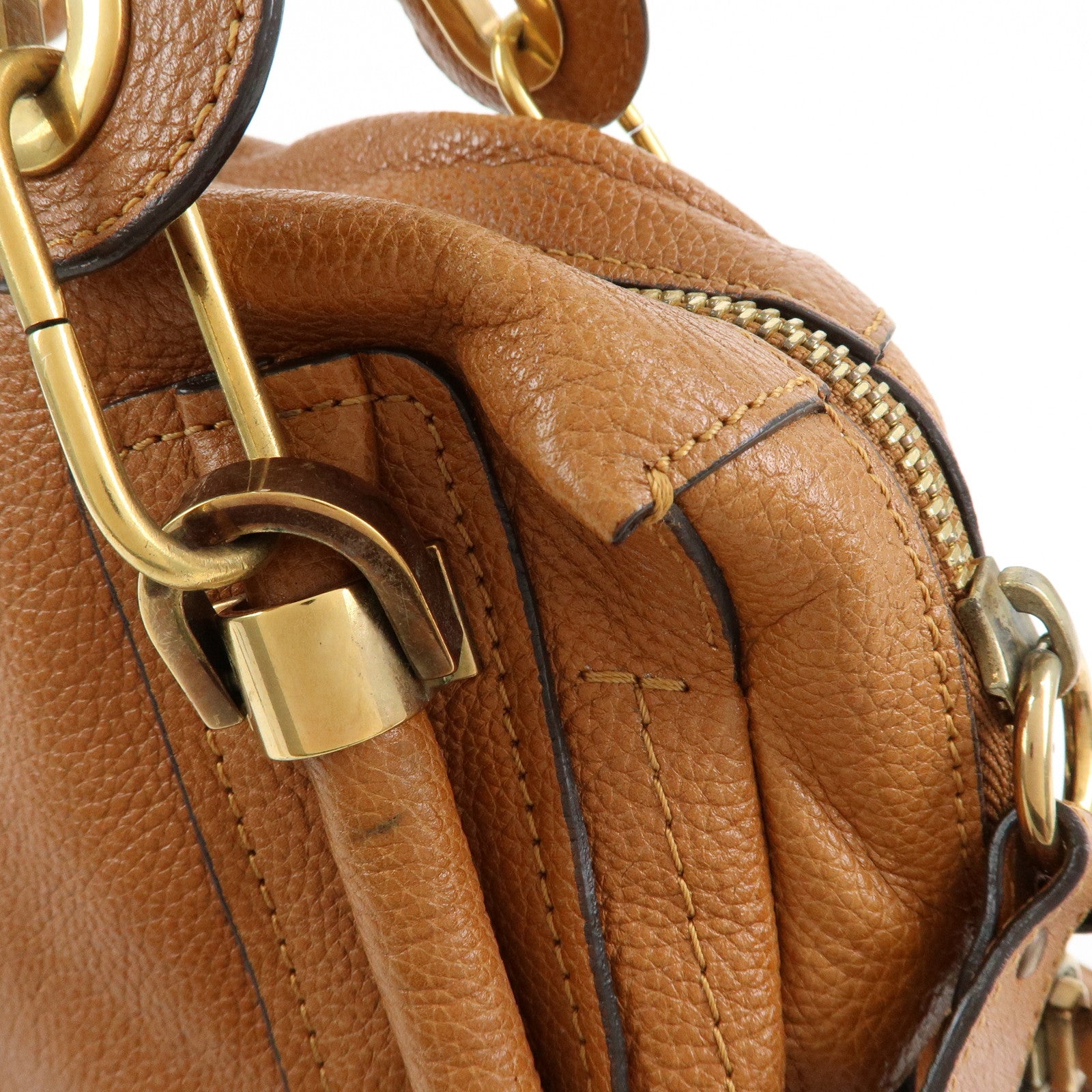 Chloe Paraty Leather 2Way Bag Shoulder Bag Hand Bag Brown