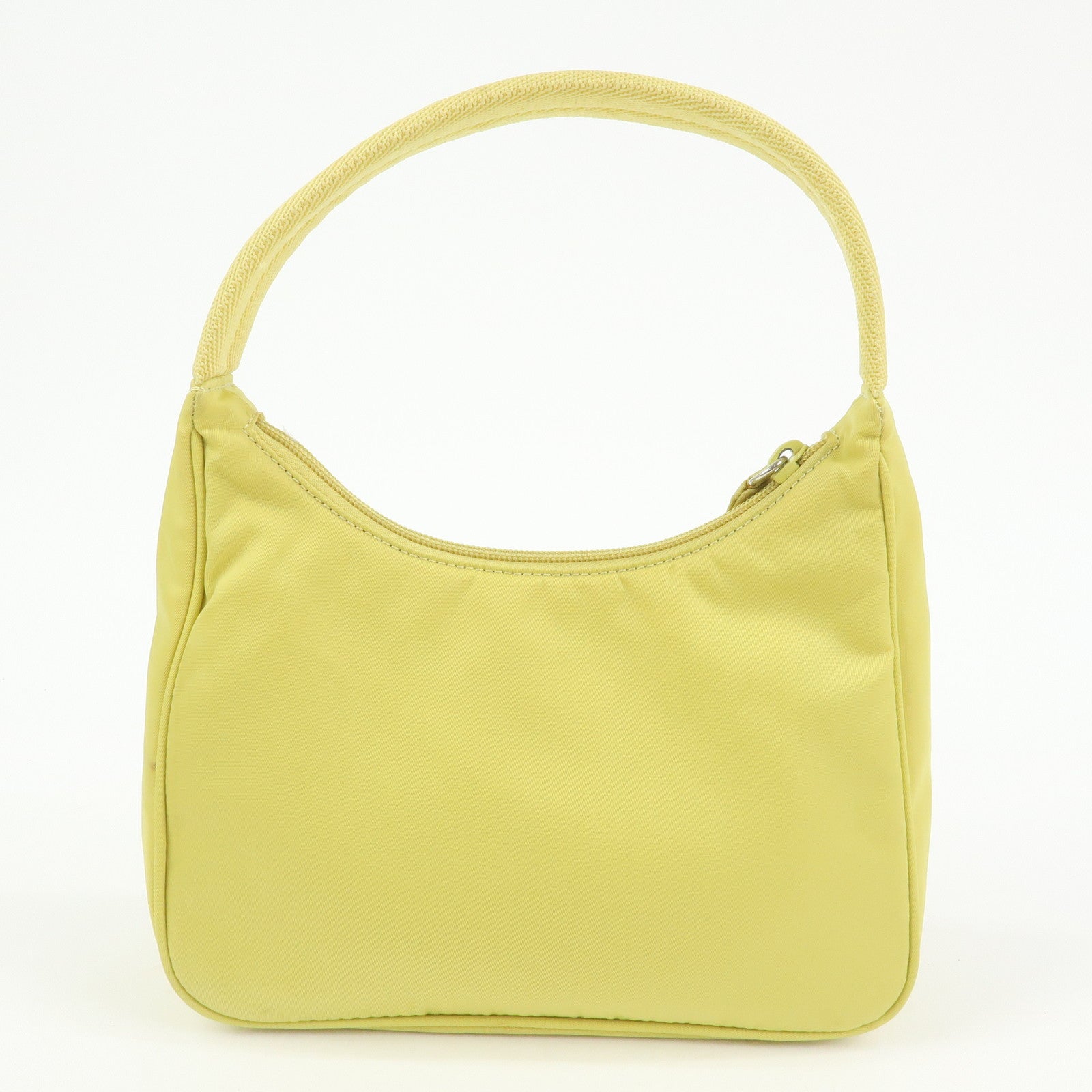PRADA Triangle Logo Nylon Mini Hand Bag Pouch Yellow