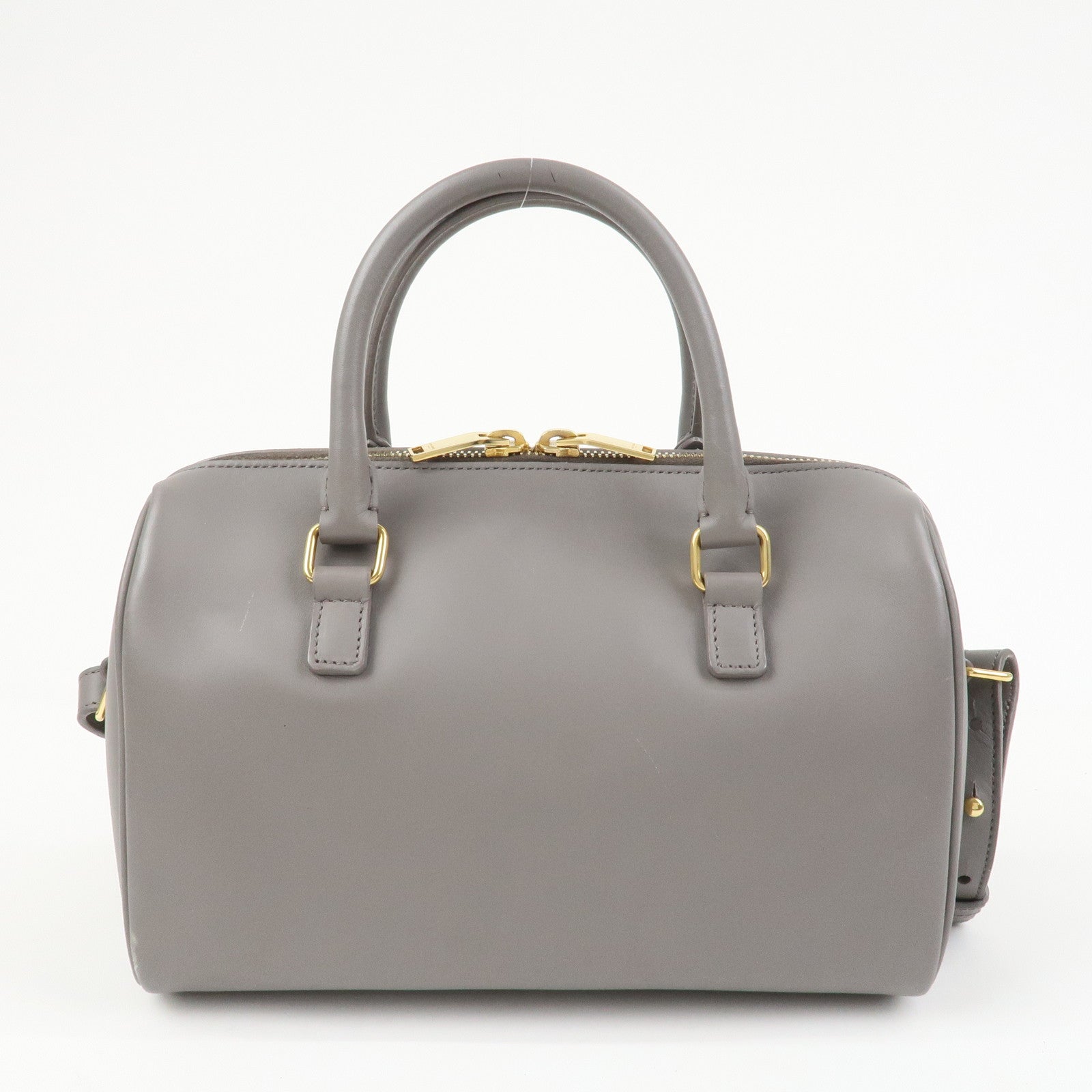 SAINT LAURENT PARIS Baby Duffle Leather 2WAY Hand Bag Gray 330958
