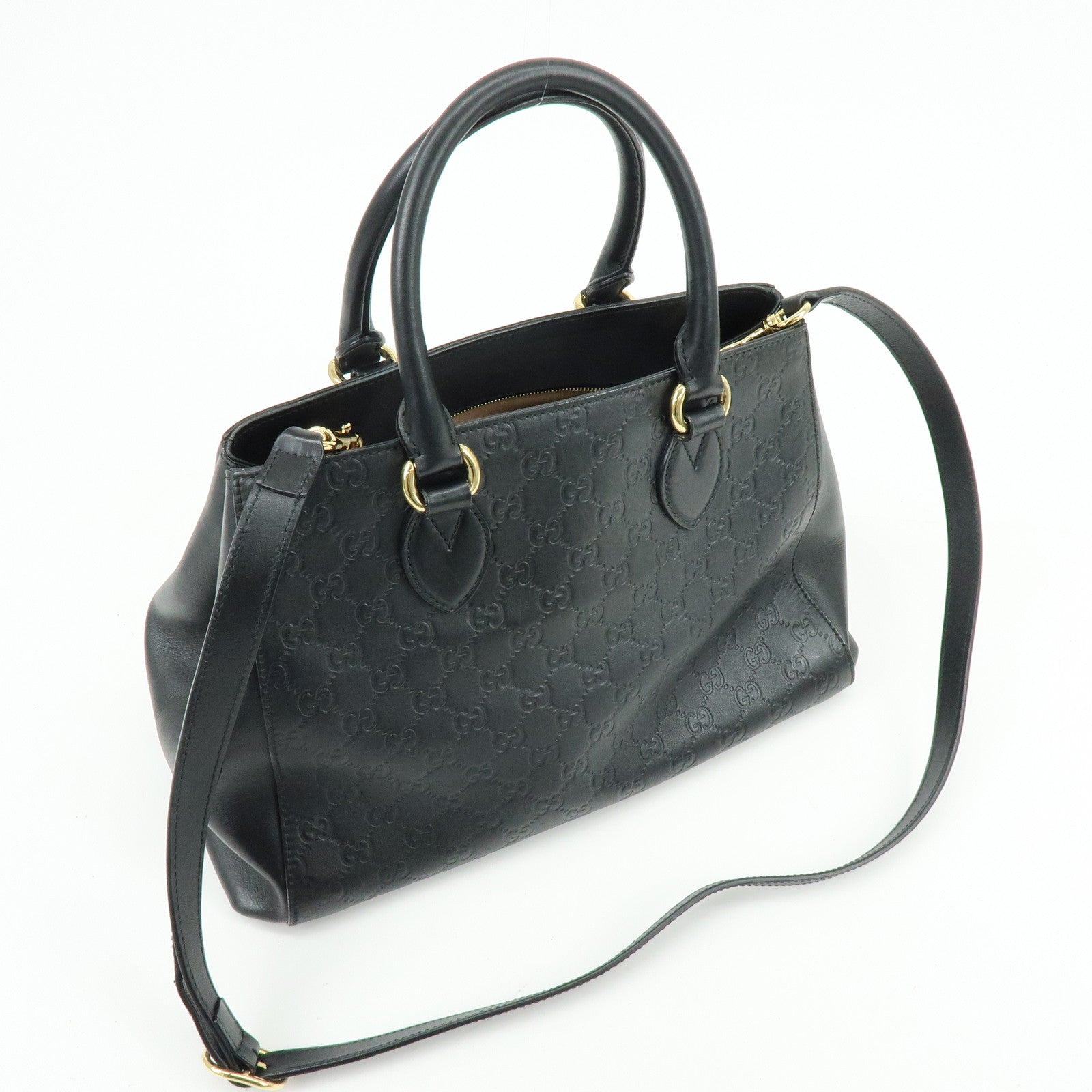 GUCCI Guccissima Leather 2Way Bag Hand Shoulder Bag Black 453704