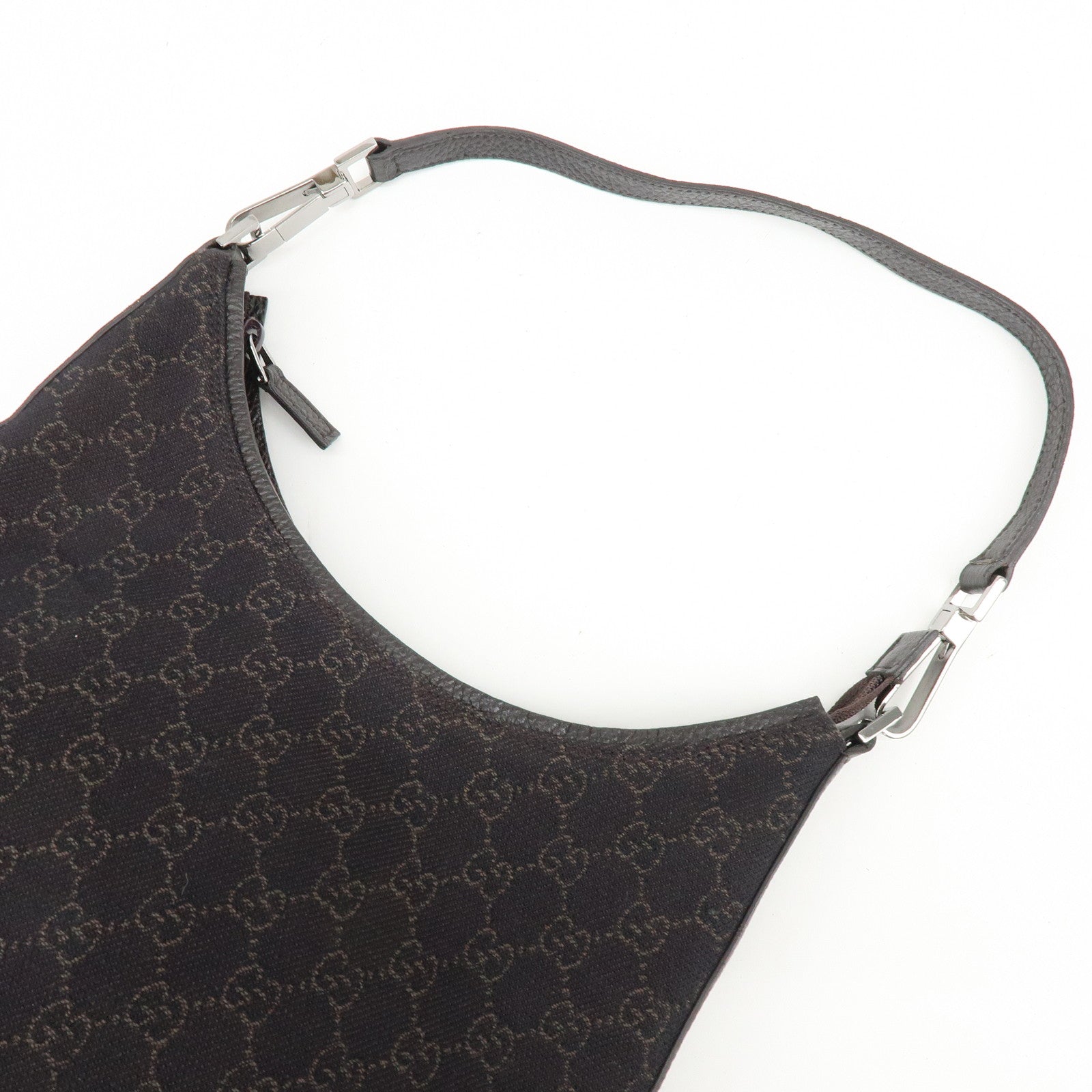 GUCCI GG Denim Leather Shoulder Bag Hand Bag Dark Brown 28335