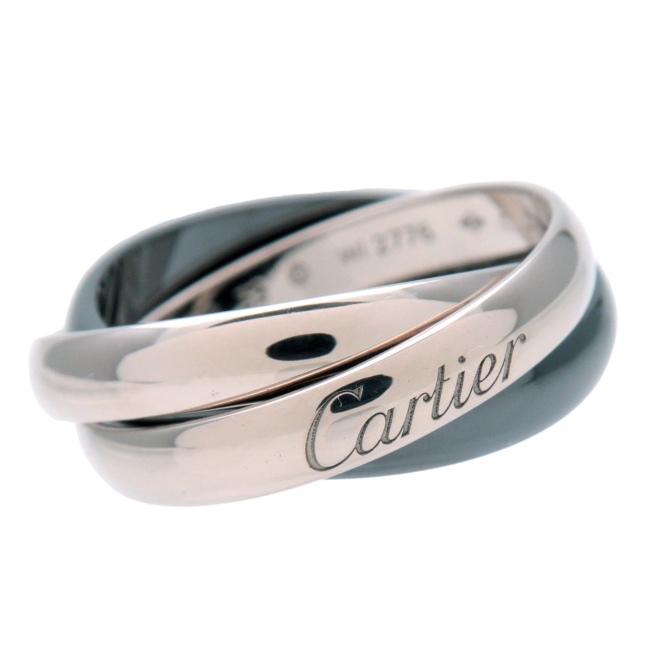 Cartier Trinity Ring Black Ceramic K18 White Gold #53 US6.5 EU53