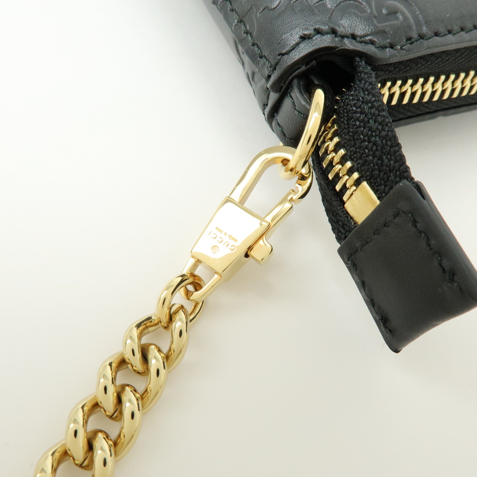 GUCCI Guccissima Leather Chain Shoulder Bag Hand Bag Black 428449