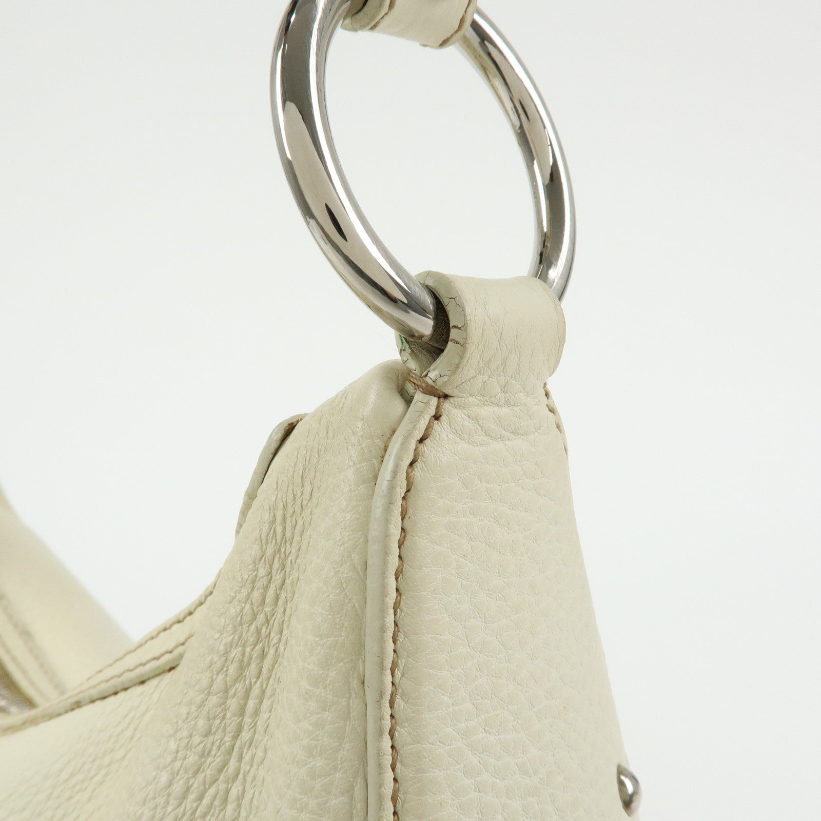 PRADA Logo Leather Hand Bag Shoulder Bag White