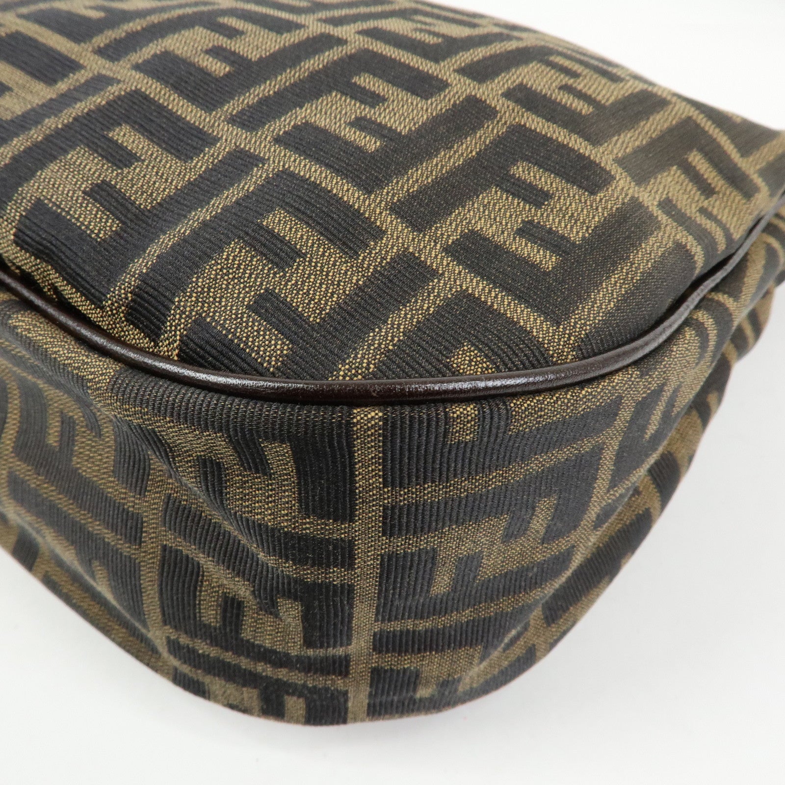 FENDI Zucca Canvas Leather Shoulder Bag Hand Bag Brown 83152390981
