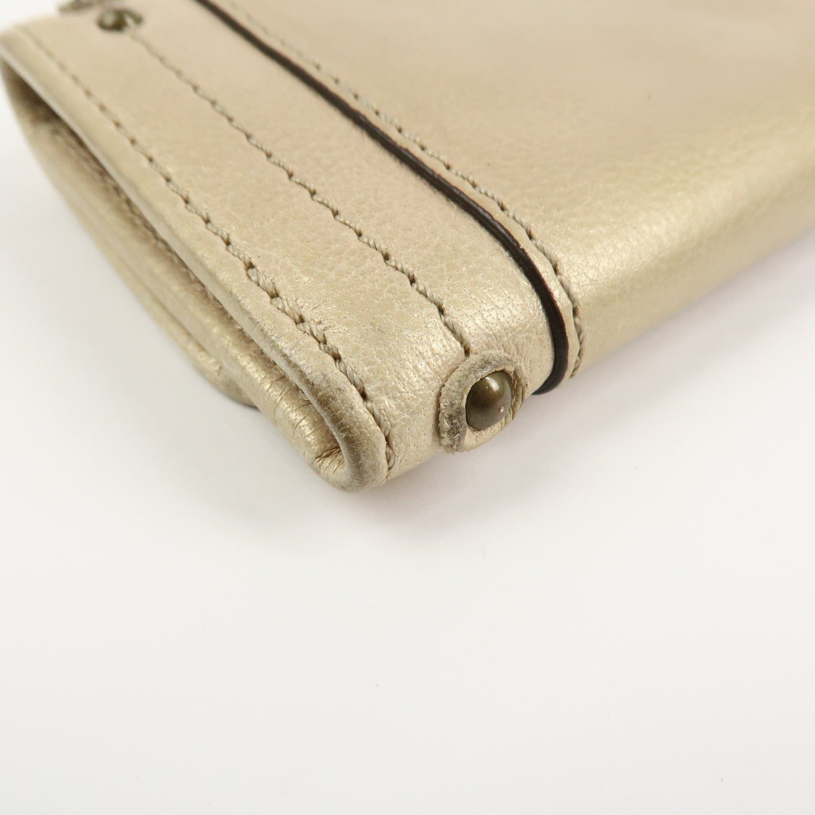 Chloe Padington Set of 2 Leather Long Wallet Key Case Gold Black