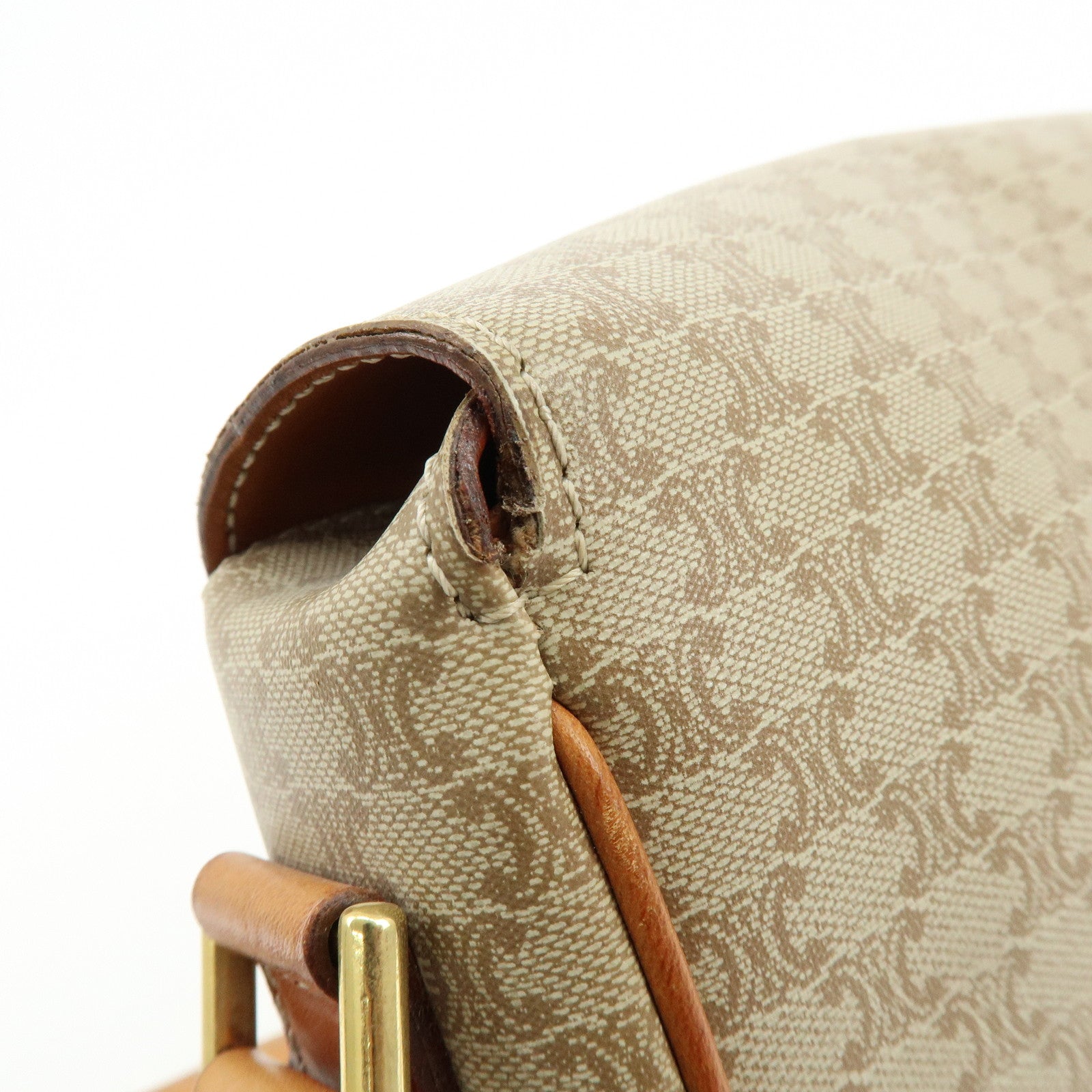 CELINE Macadam PVC Leather Shoulder Bag Crossbody Bag Beige