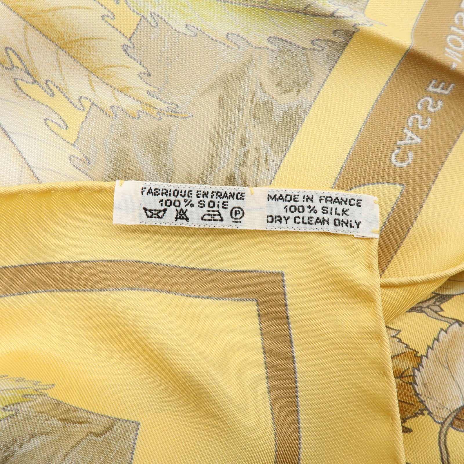 HERMES Carre 90 Silk 100% Scarf Casse Noisette Squirrel Yellow