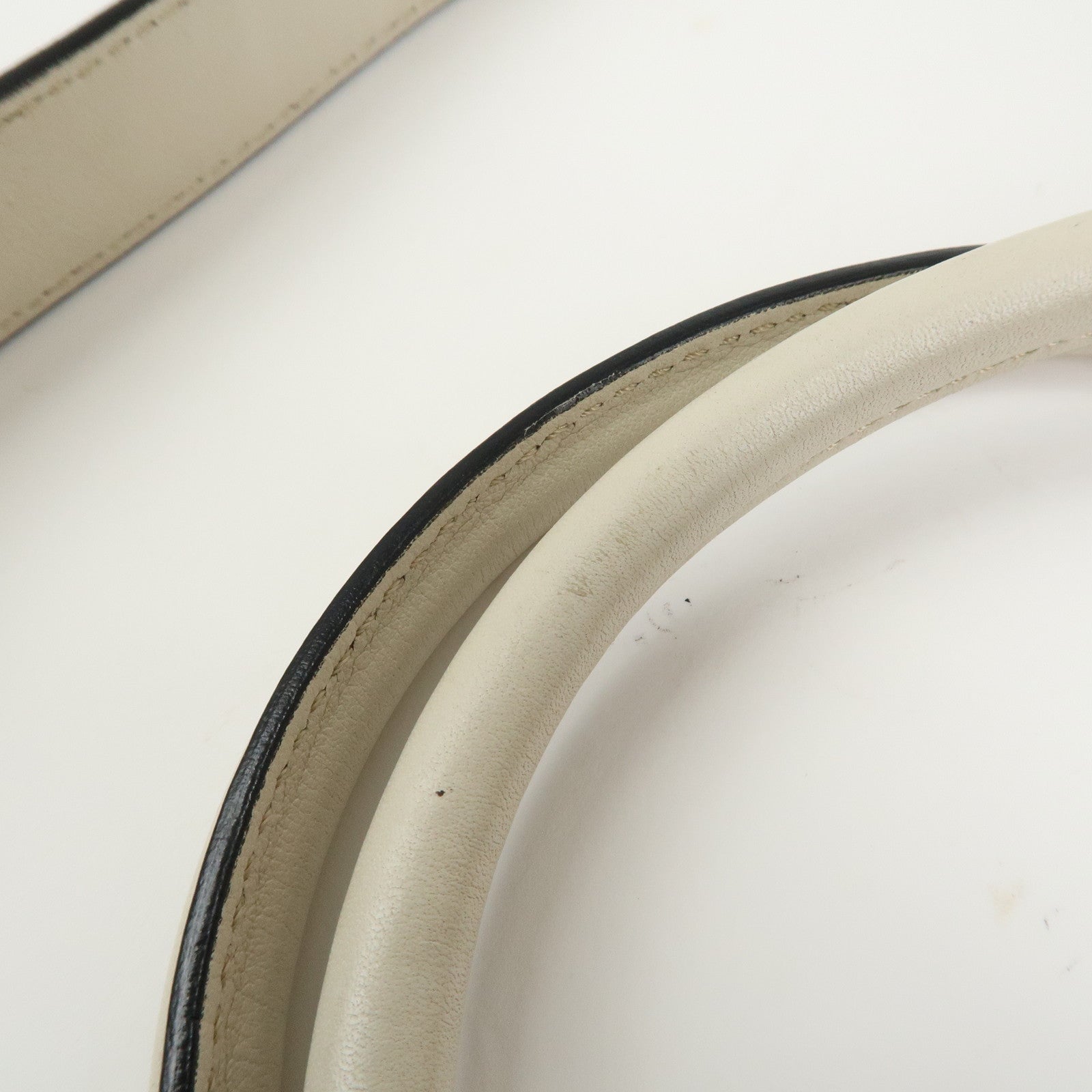 FENDI Logo Leather 2Way Bag Hand Bag Shoulder Bag Ivory 8BN238