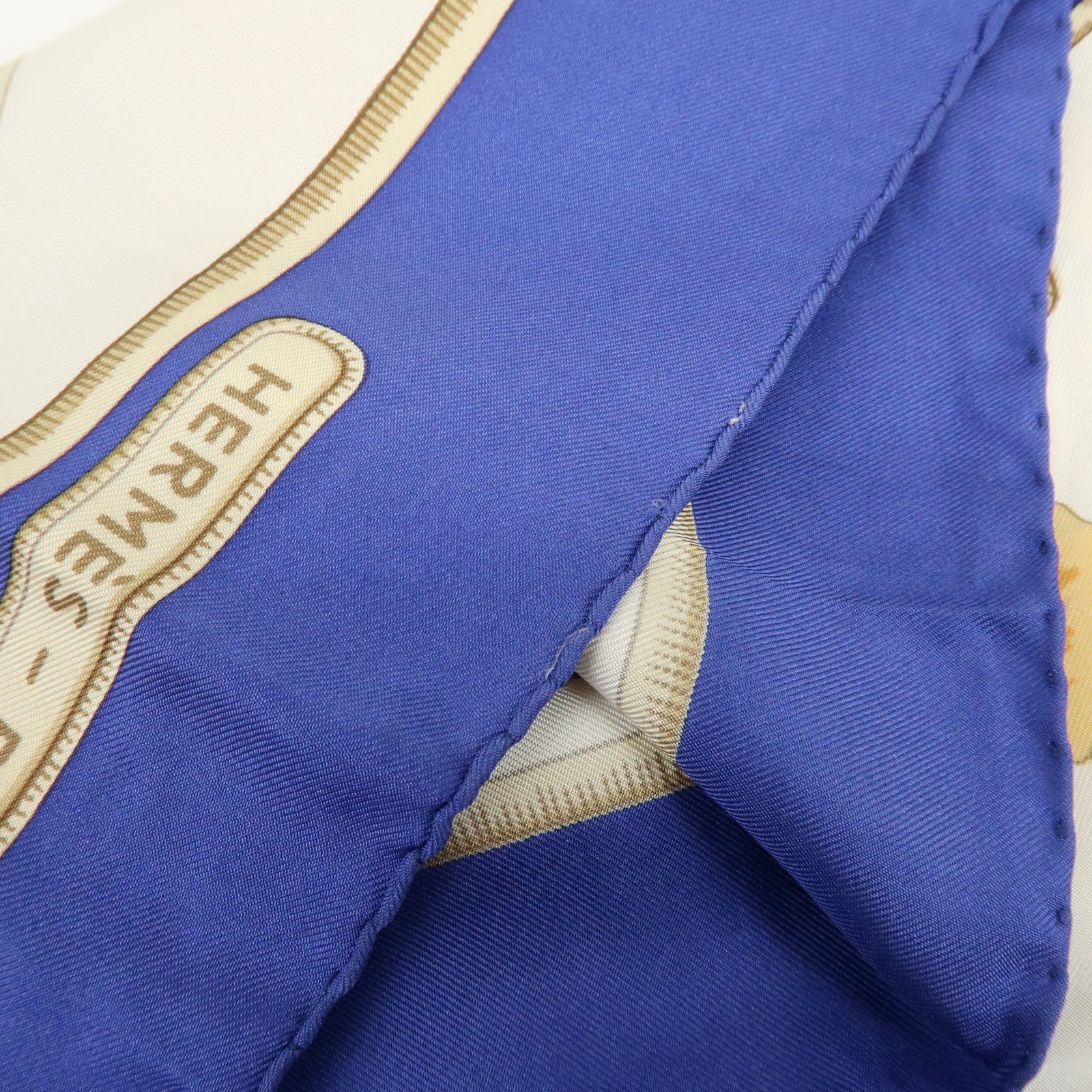 HERMES Carre Silk 100% Scarf Caraibes Oiseaux Ivory Blue