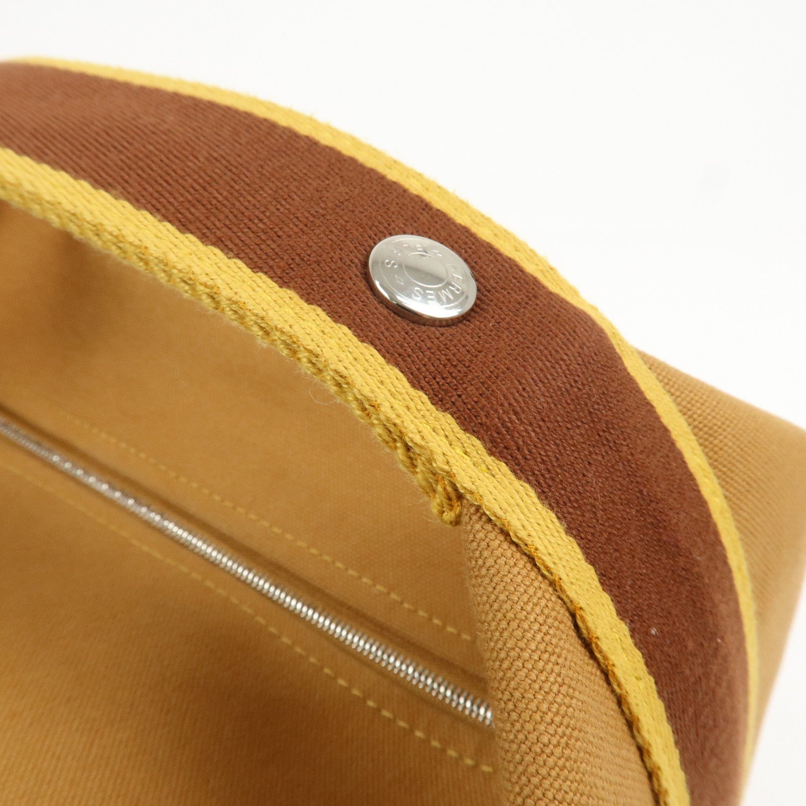 HERMES Bride A Brac GM Canvas Hand Bag Cosmetic Pouch Brown