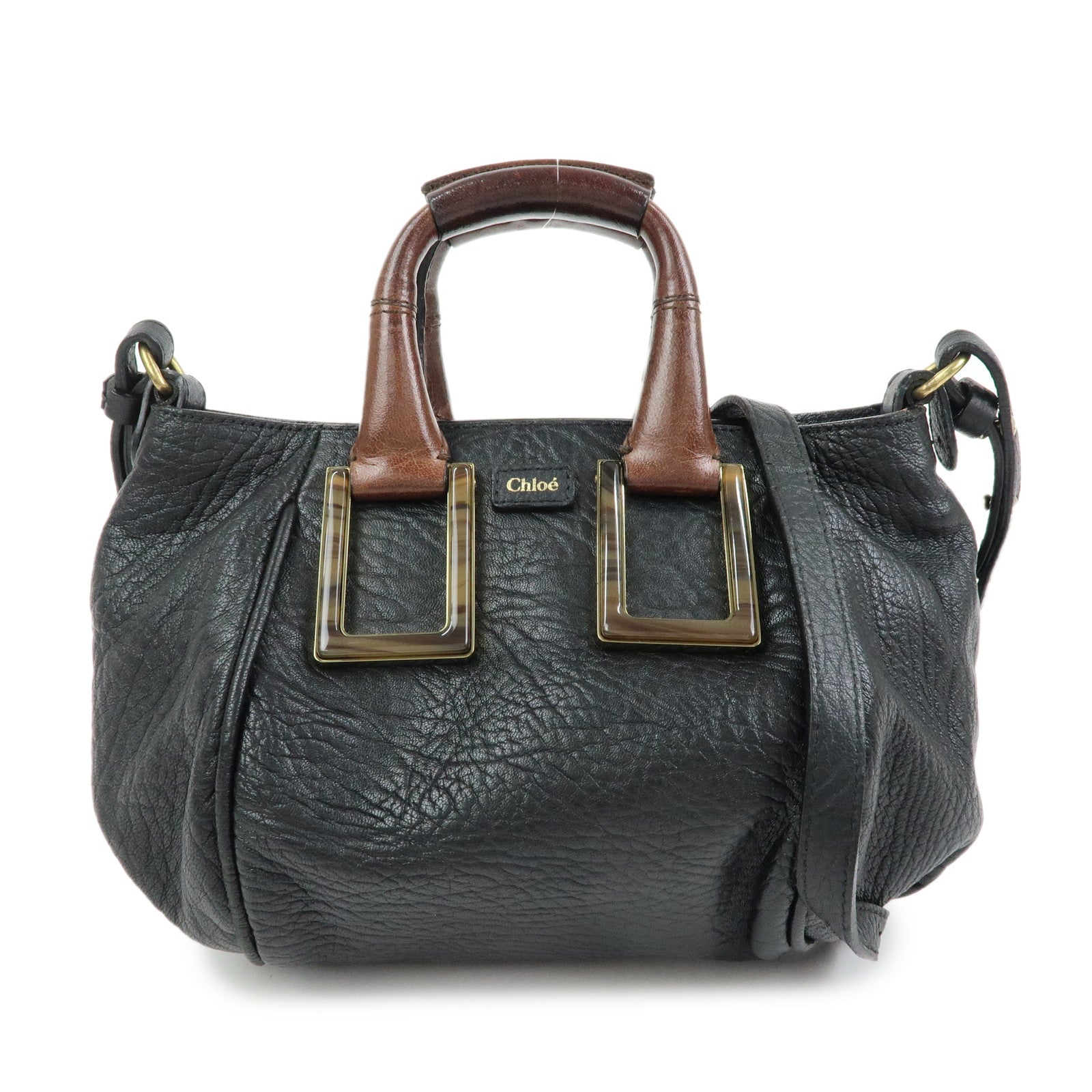 Chloe Etel Leather 2Way Bag Hand Bag Shoulder Bag Black
