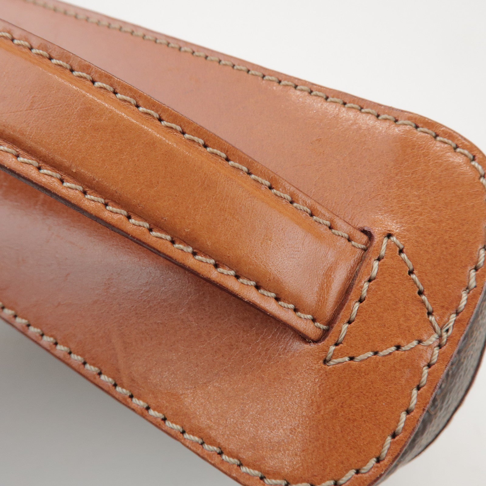 CELINE Macadam PVC Leather Hand Bag Vanity Bag Brown