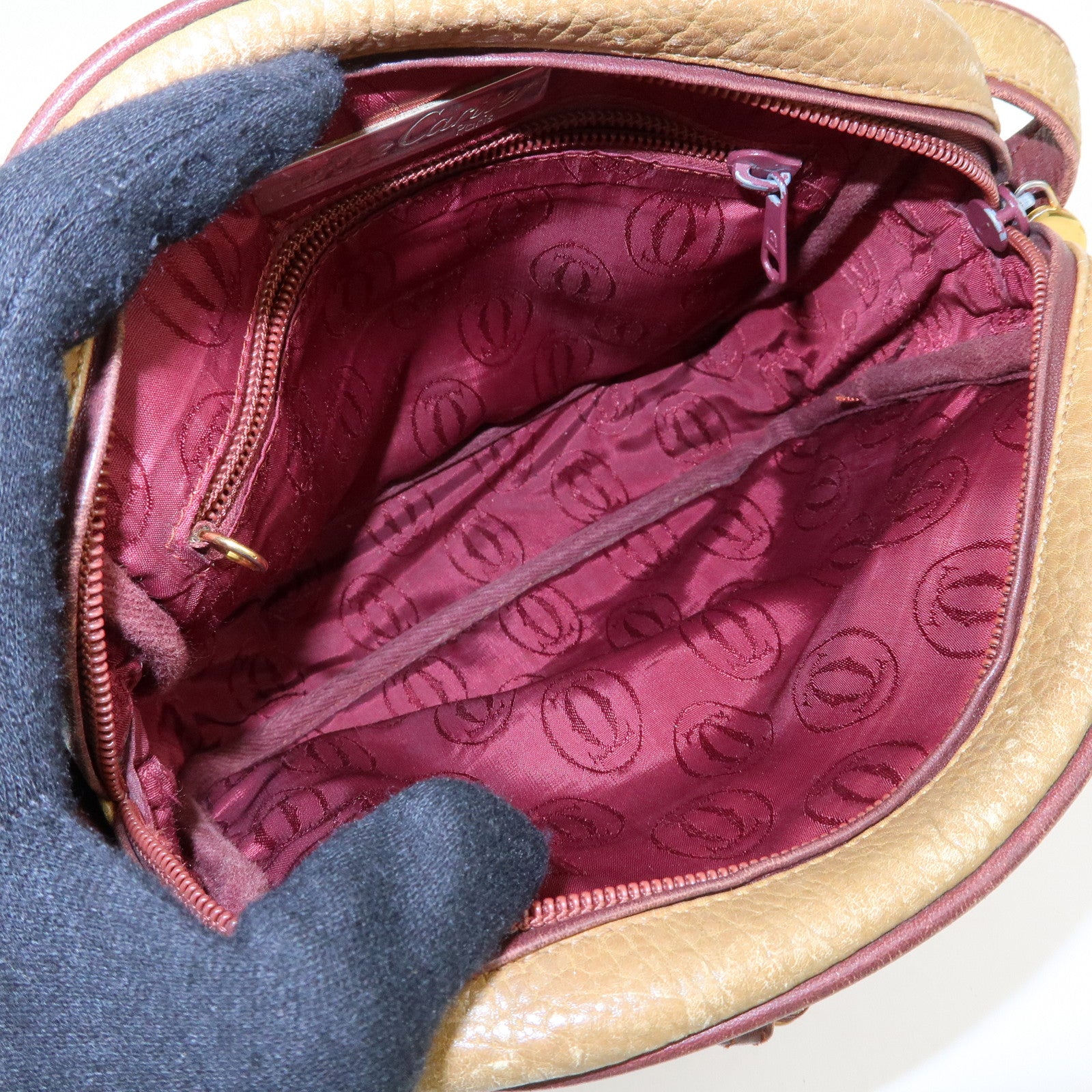 Cartier Must de Cartier Leather Shoulder Bag Crossbody Bag Beige