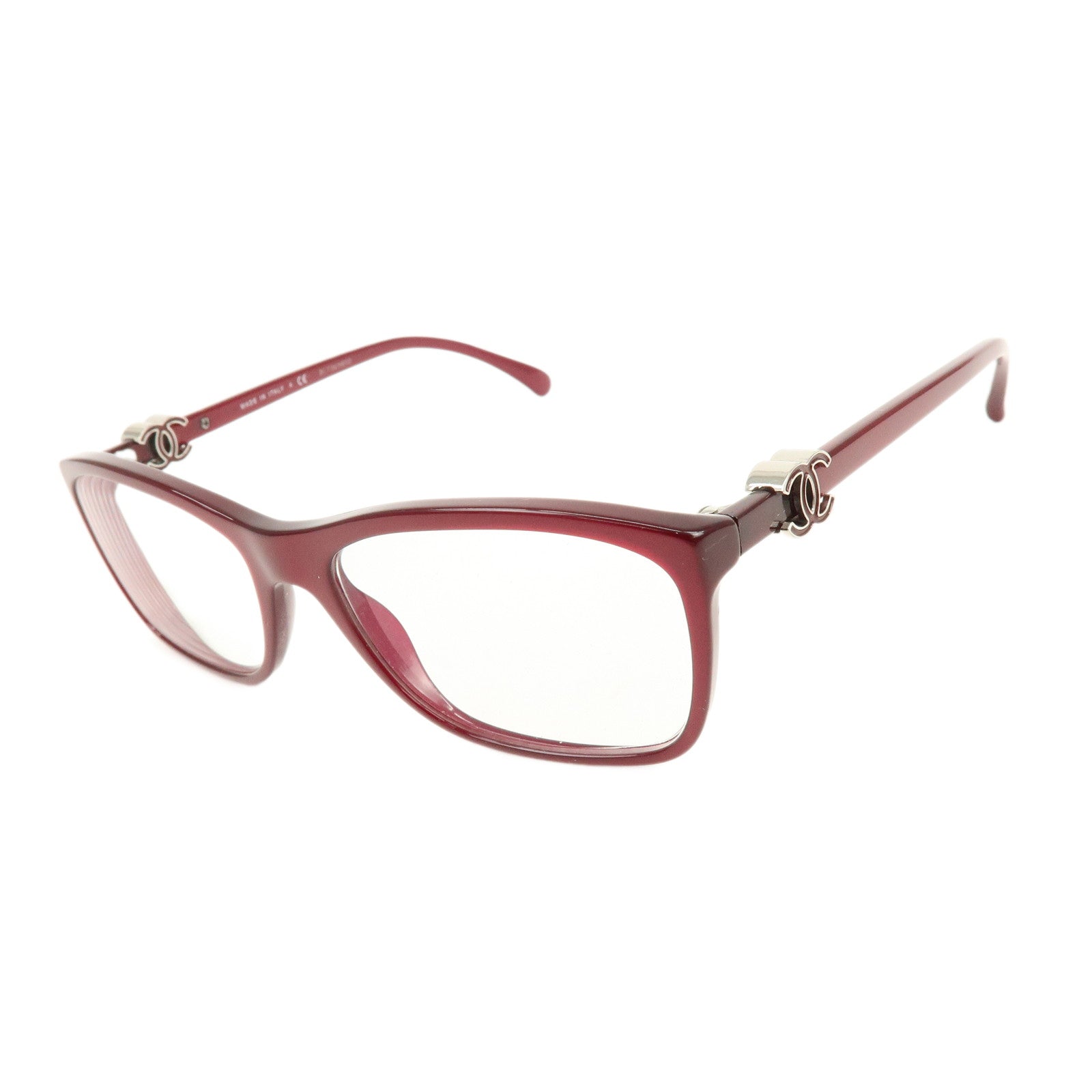CHANEL COCO Mark Plastic Glasses Wine Red 3234 52□16 135