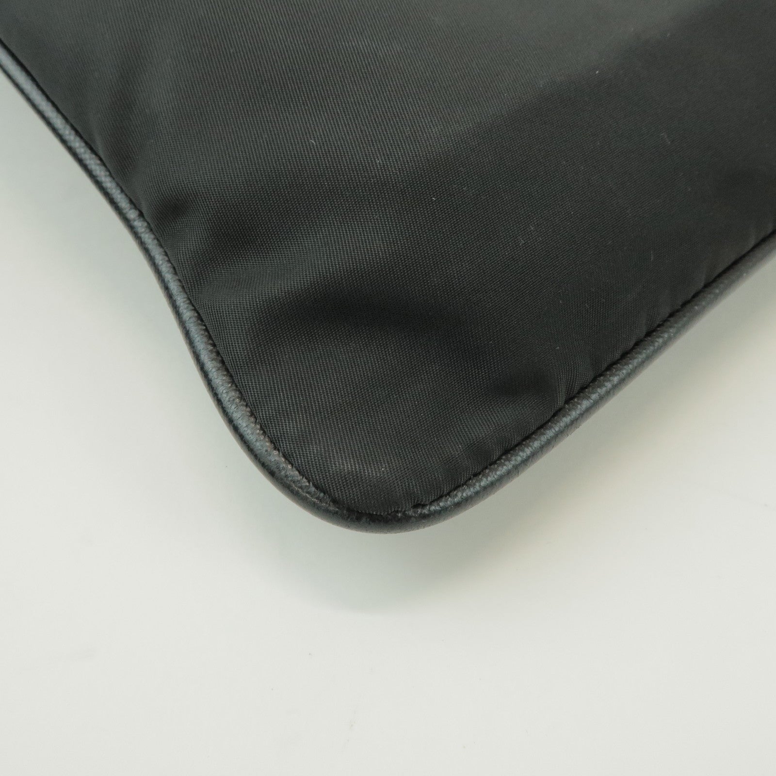 PRADA Triangle Logo Nylon Saffiano Leather Shoulder Bag Black