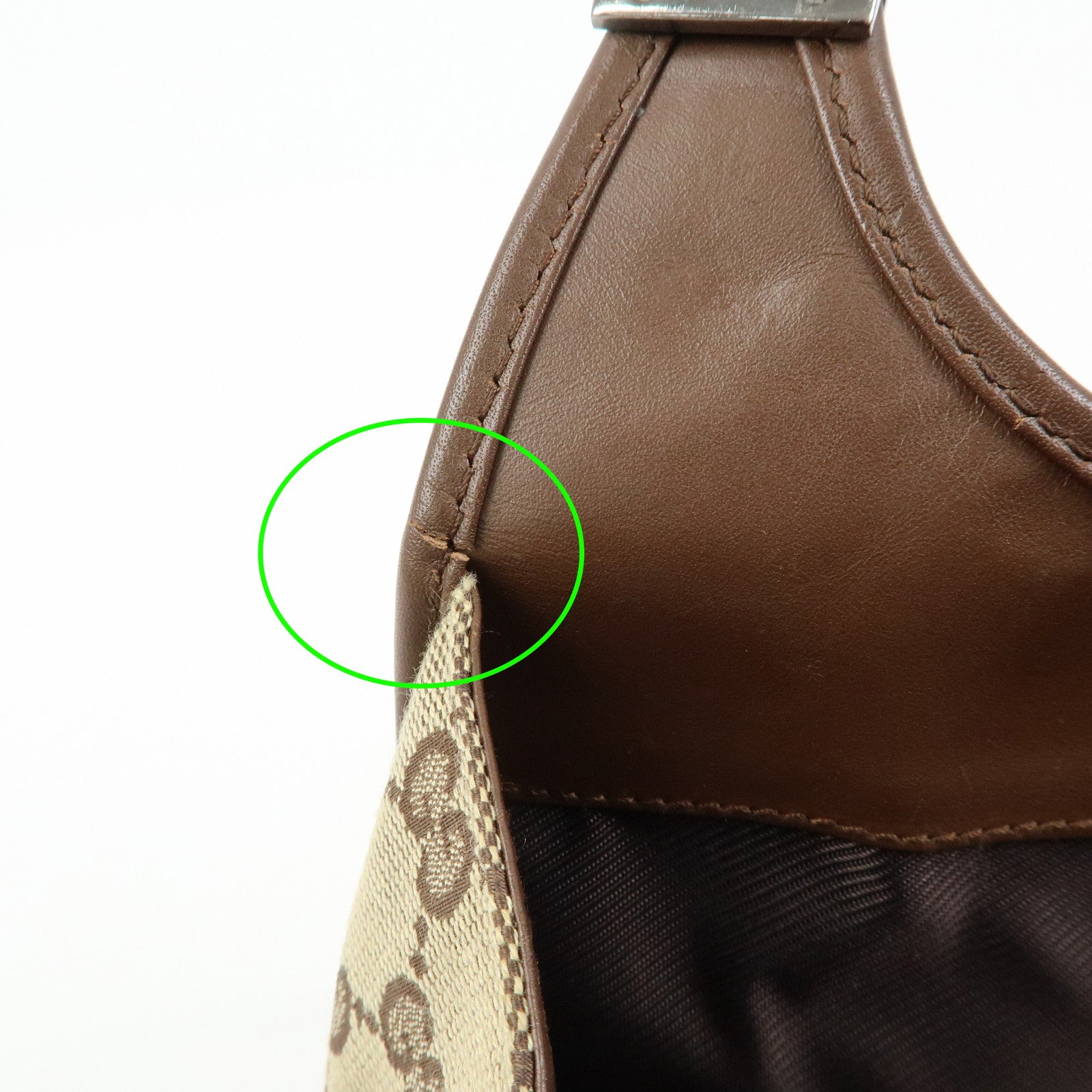 GUCCI Jackie GG Canvas Leather Hand Bag Brown 002.1068