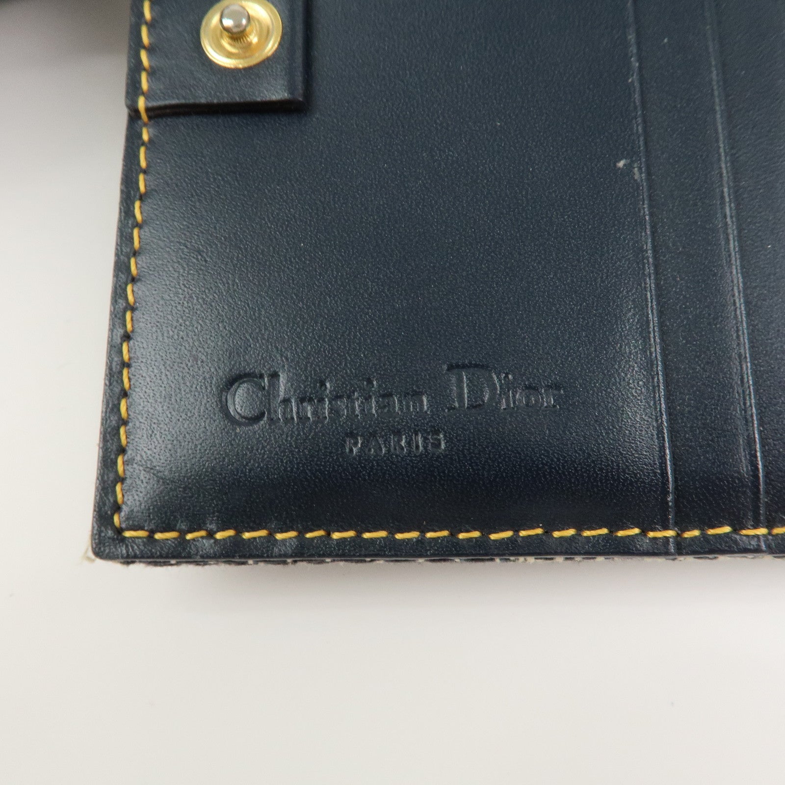 Christian Dior Trotter Saddle Canvas Leather Compact Wallet Navy