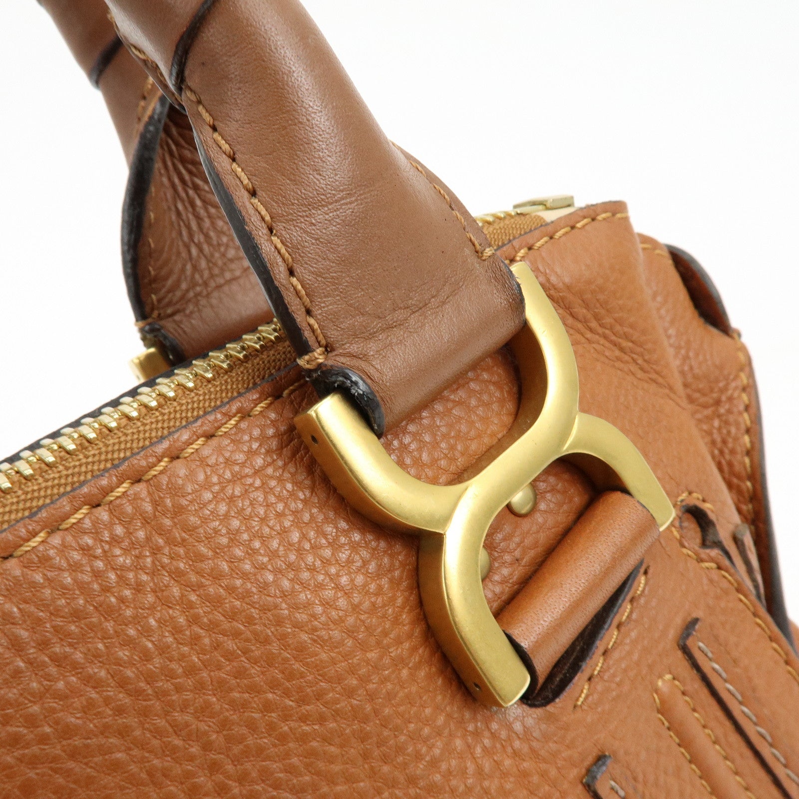 Chloe Marcie Leather Tote Bag Hand Bag Shoulder Bag Brown