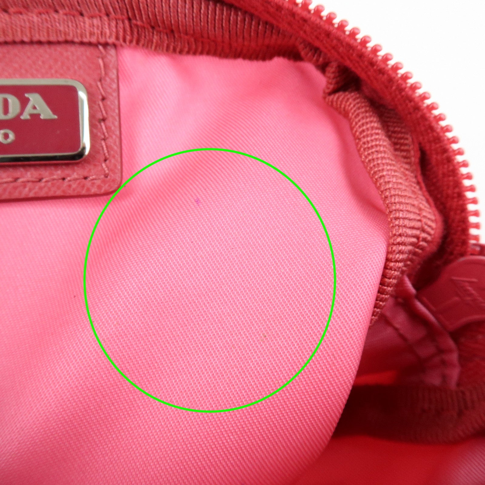 PRADA Triangle Logo Nylon Cosmetic Pouch Pink 1N0399
