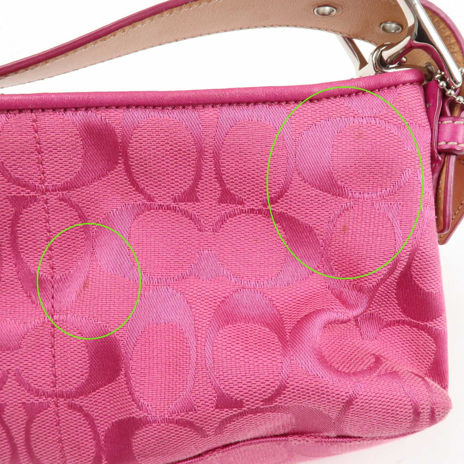 COACH Signature Logo Canvas Leather Shoulder Bag Hand Bag Pink