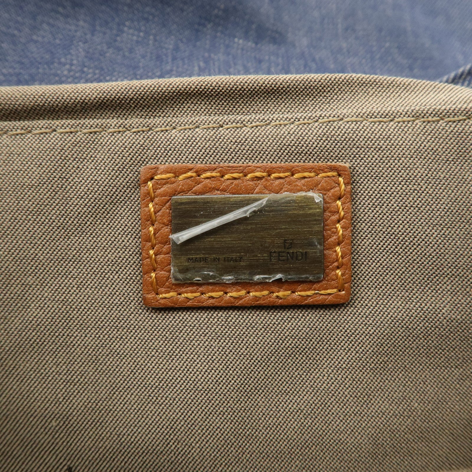 FENDI Denim Leather Shoulder Bag Hand Bag Indigo Brown 8BR445 Used