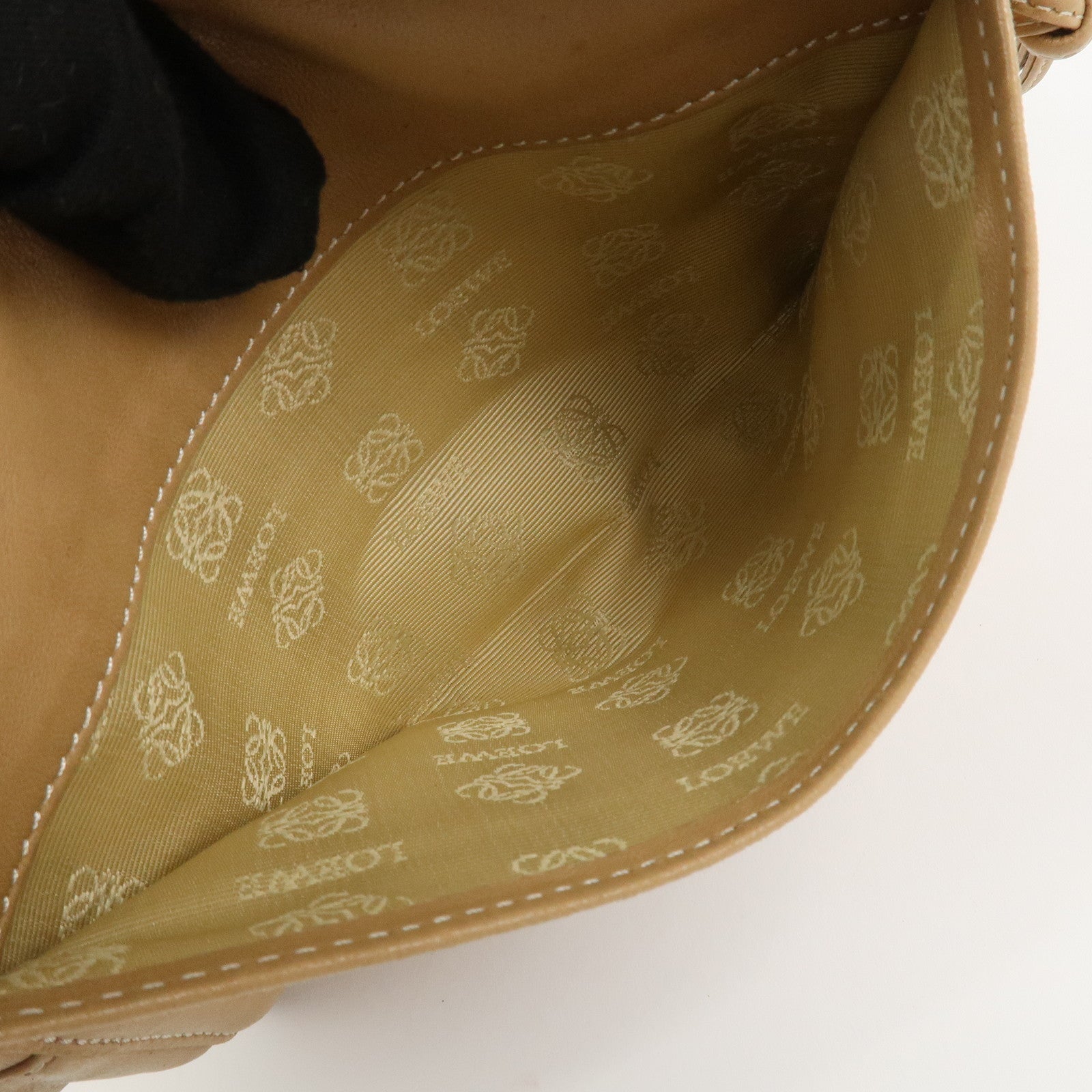 LOEWE Anagram Logo Nappa Leather Hand Bag Mini Boston Bag Beige