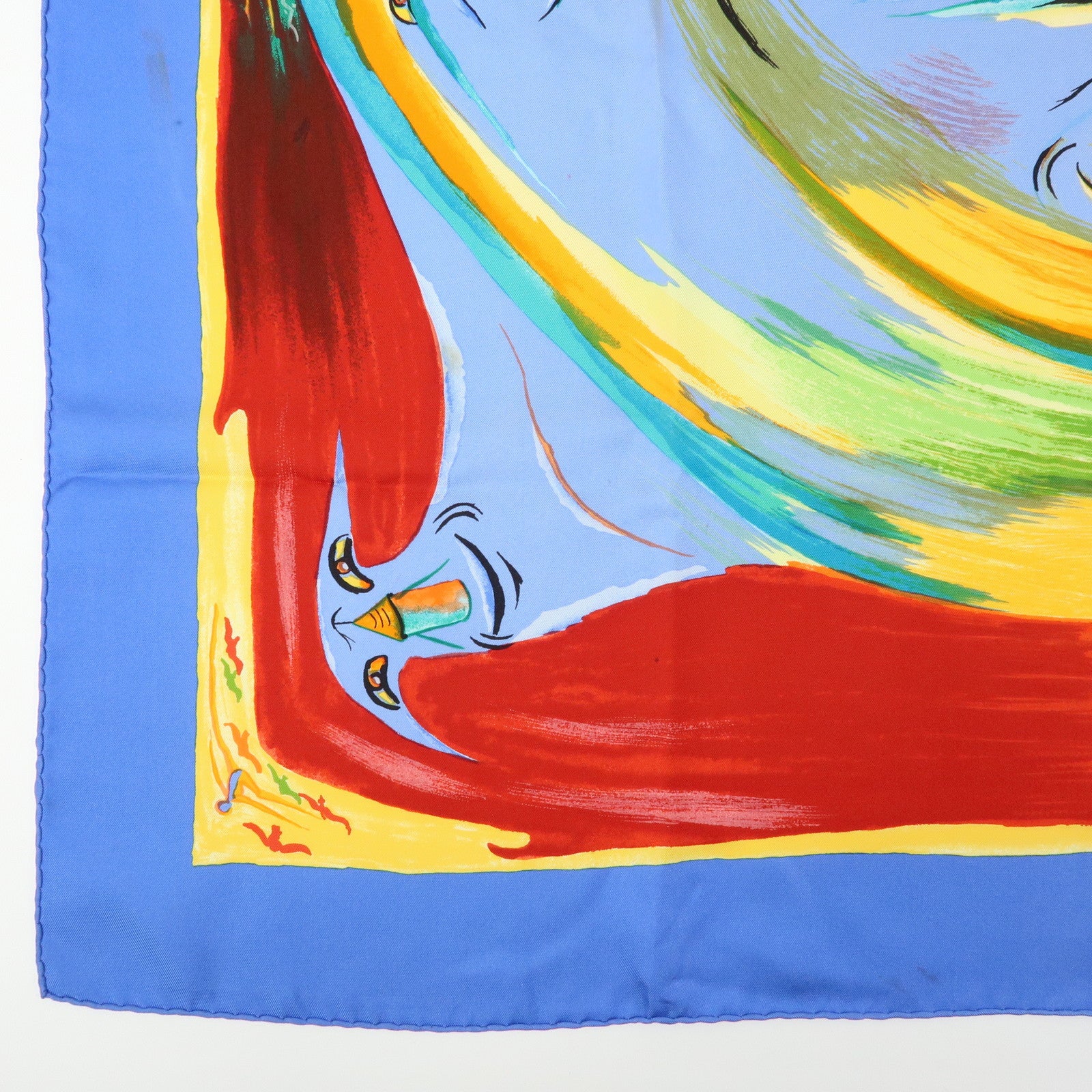 HERMES Carre 90 Silk 100% Scarf Smiles in Third Millenary Blue