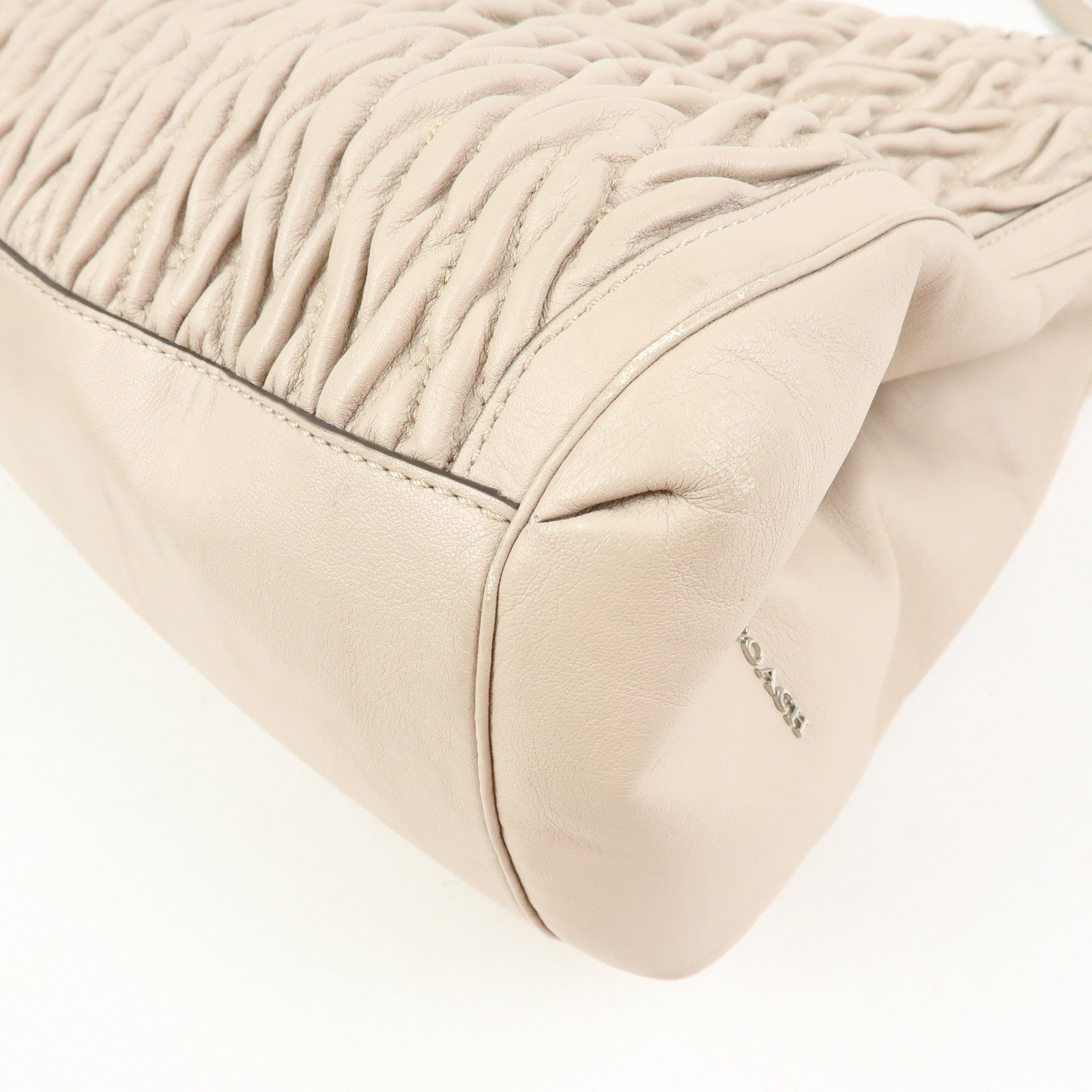 COACH Madison Leather Shoulder Bag Hand Bag Pink Beige