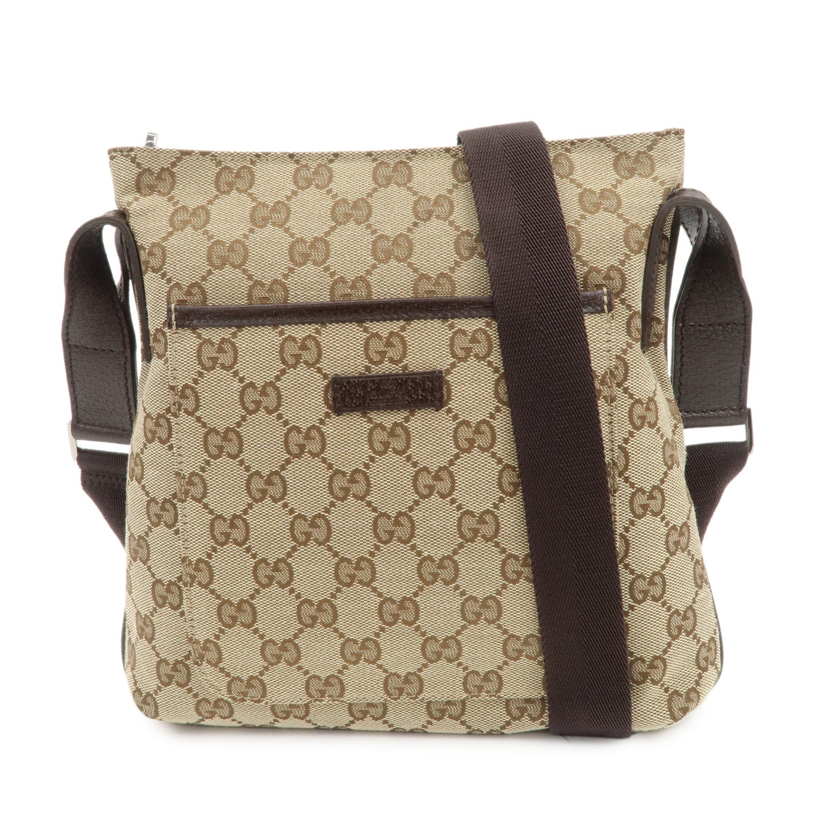 GUCCI GG Canvas Leather Shoulder Bag Crossbody Bag Beige 122793