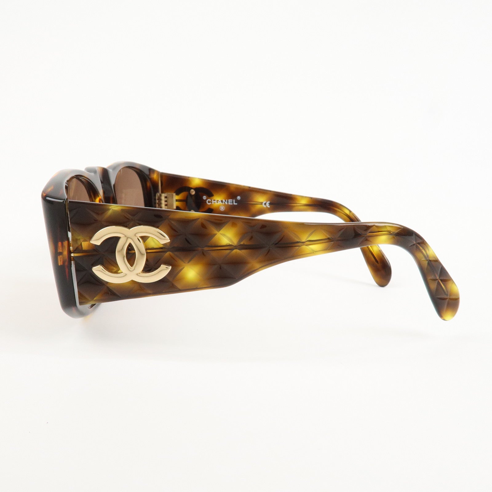 CHANEL COCO Mark Plastic Sunglasses Tortoiseshell Brown