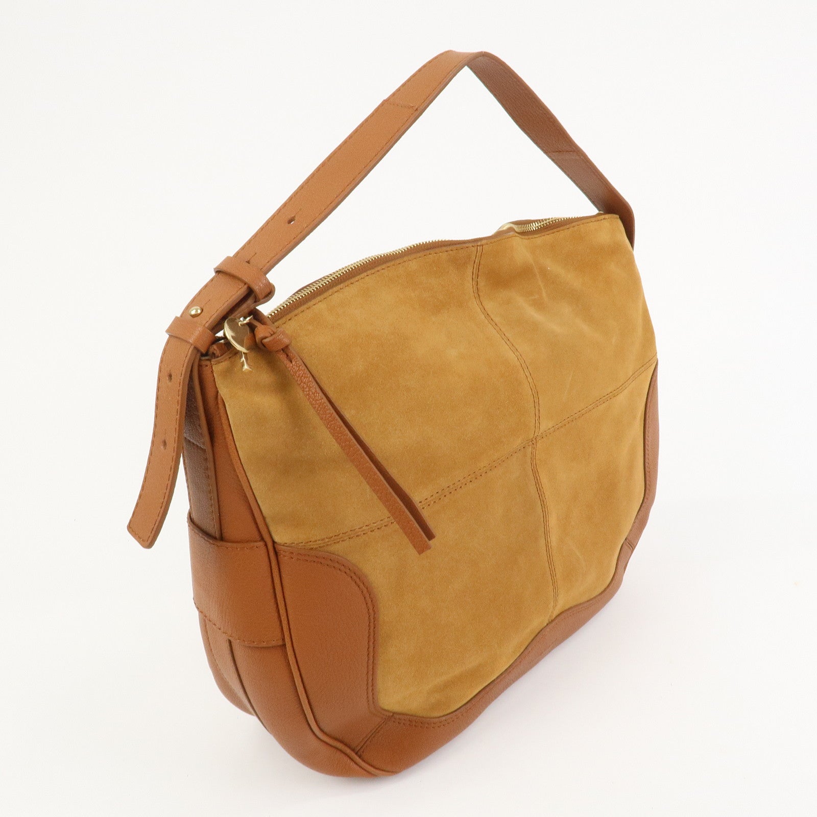 Chloe See By Chloe Hana Suede Leather Shoulder Crossbody Bag Brown