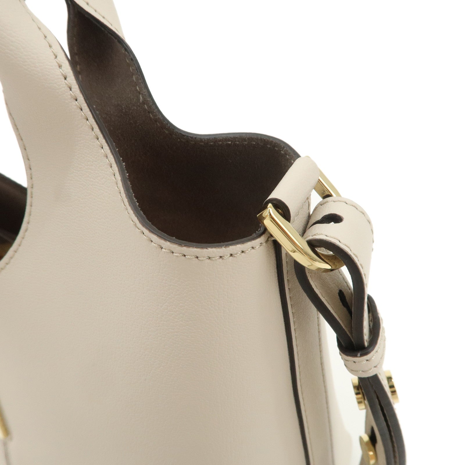 TOD’S Leather Mini 2Way Tote Bag Shoulder Bag Hand Bag Light Greige