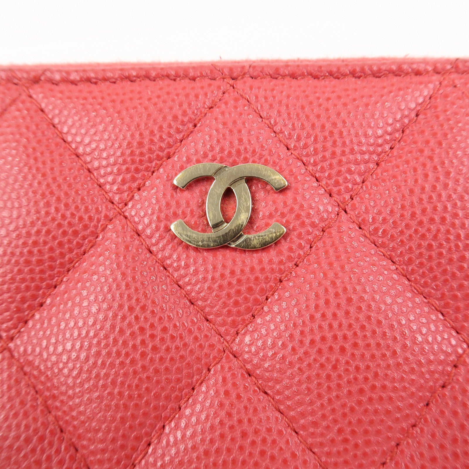 CHANEL COCO Mark Matelasse Caviarskin Classic Zippy CoinCase AP0216