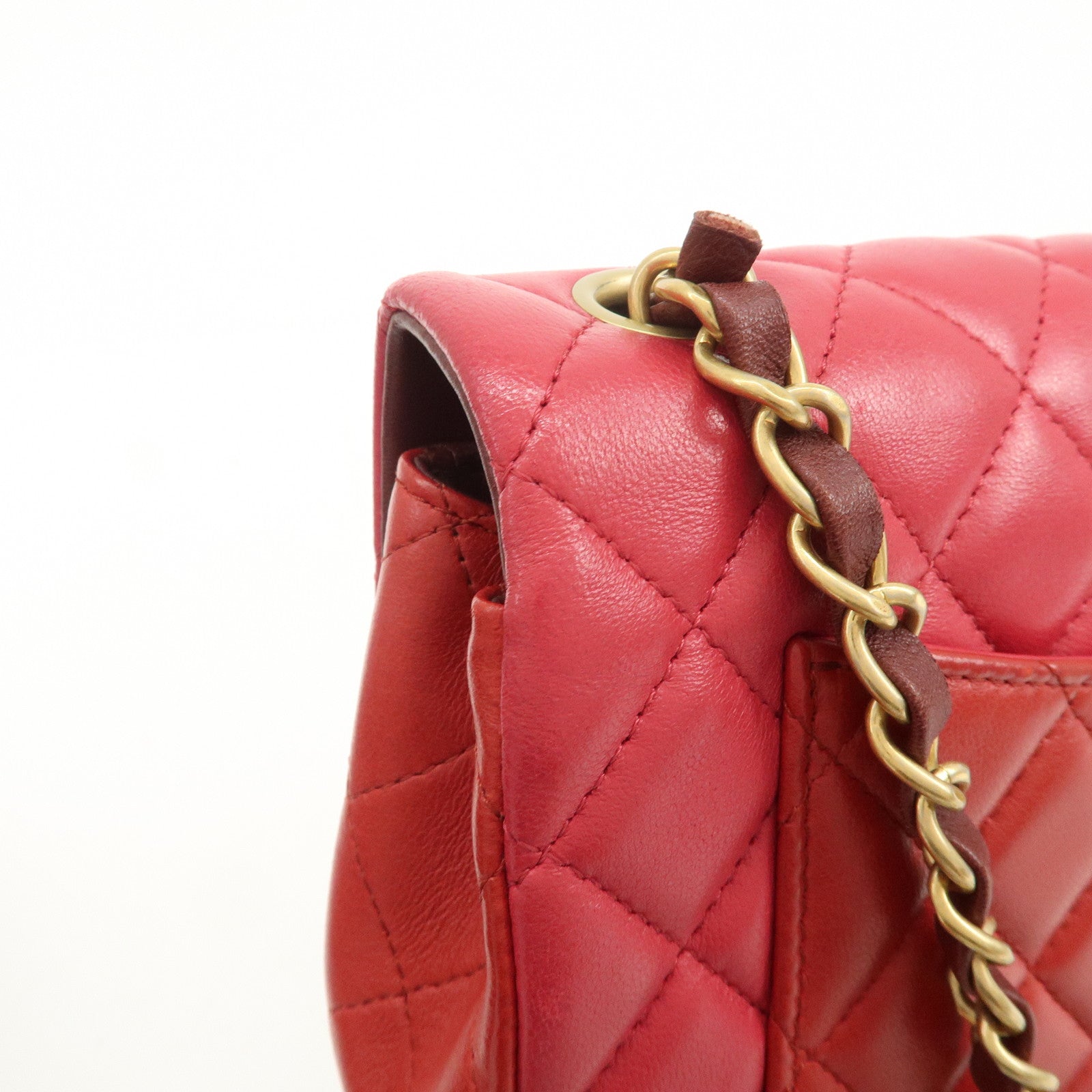 CHANEL Mini Matelasse Lamb Skin Chain Shoulder Bag Red A69900