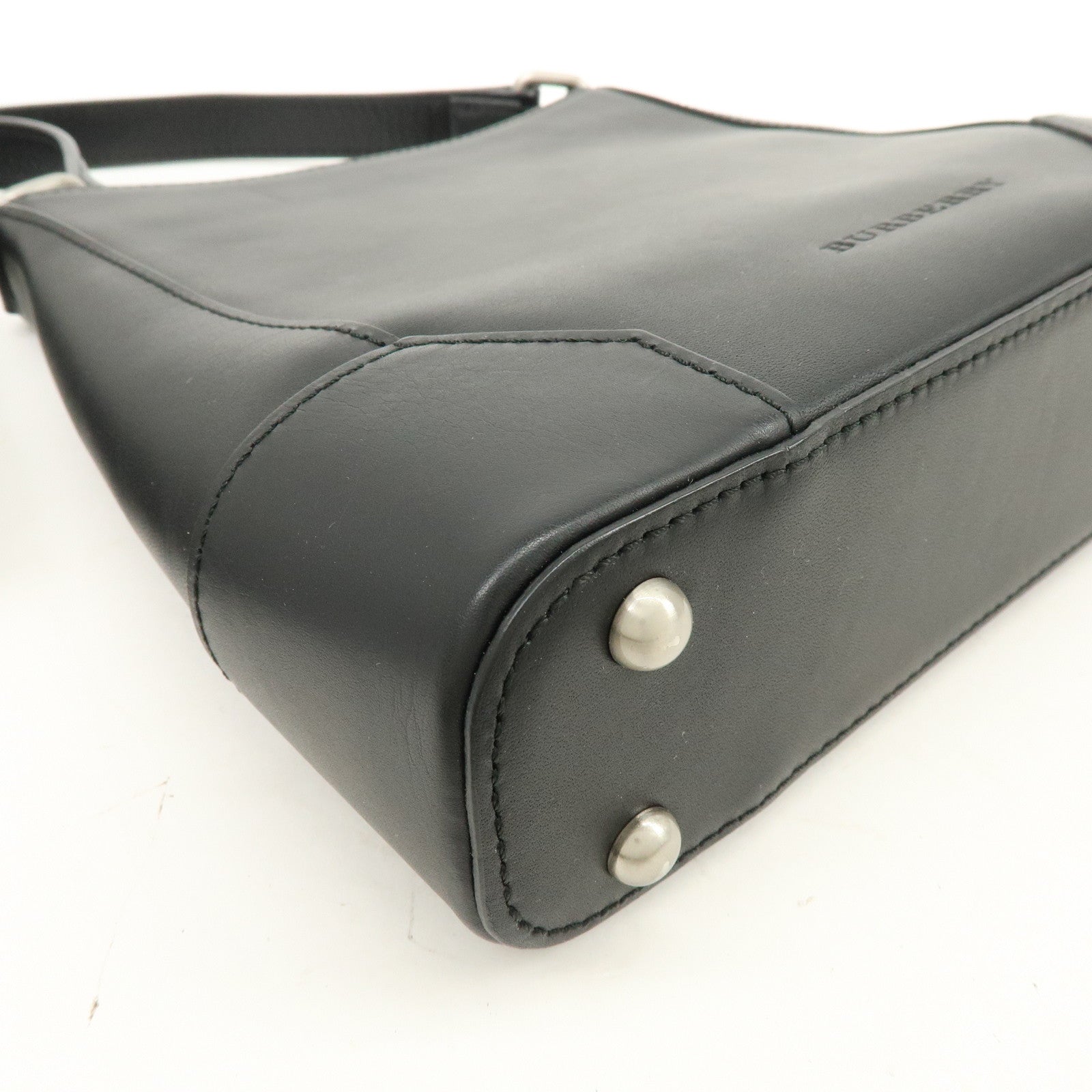 BURBERRY Logo Leather Shoulder Bag Crossbody Bag Black