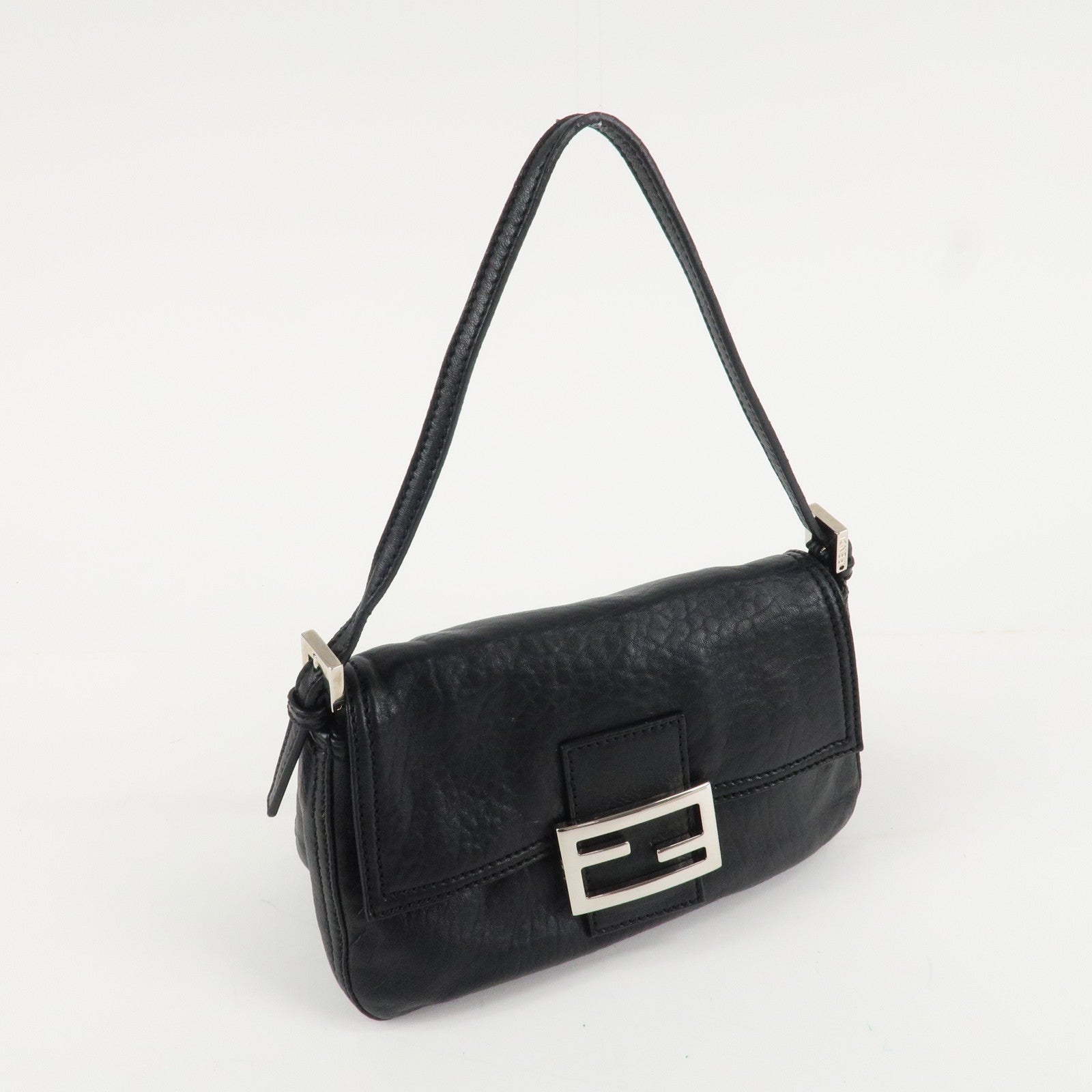 FENDI Mamma Baguette Shoulder Bag Hand Bag Black 8BR180 Used