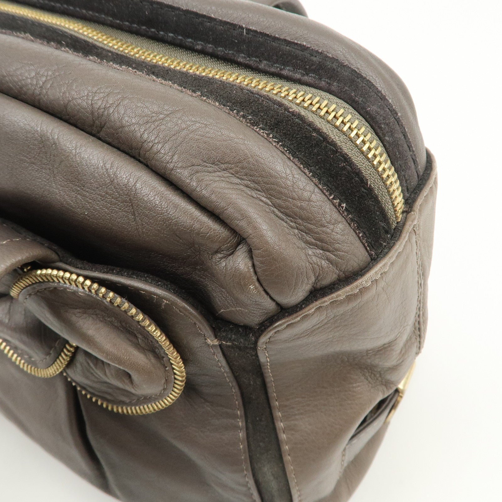 Chloe See by Chloe Leather Shoulder Bag Hand Bag Ribbon Brown