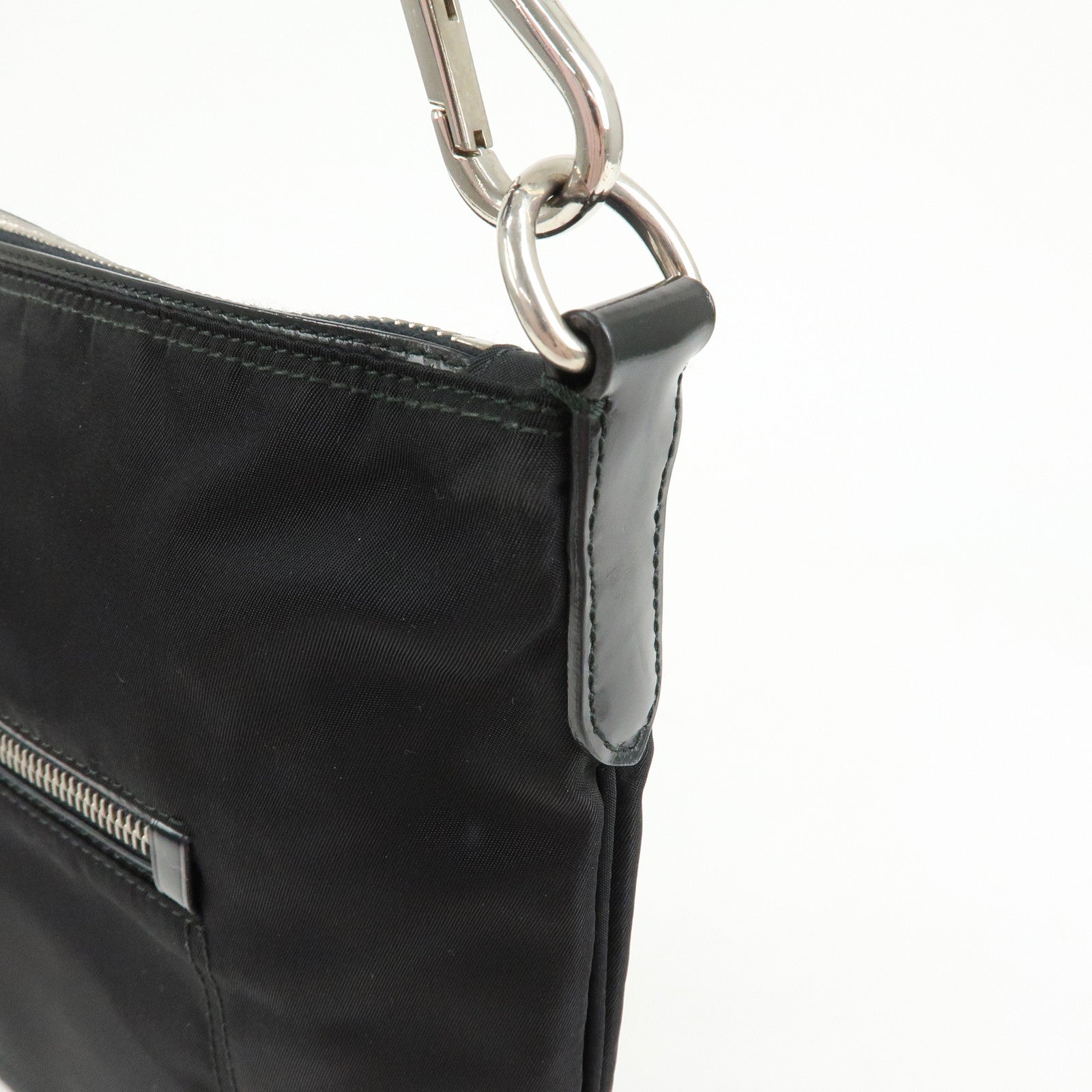 PRADA Triangle Logo Nylon Shoulder Bag Crossbody Bag Black BT0715