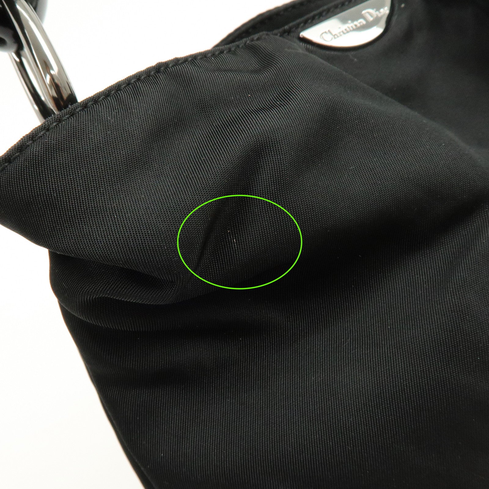 Christian Dior Malice Pearl Nylon Hand Bag Shoulder Bag Black