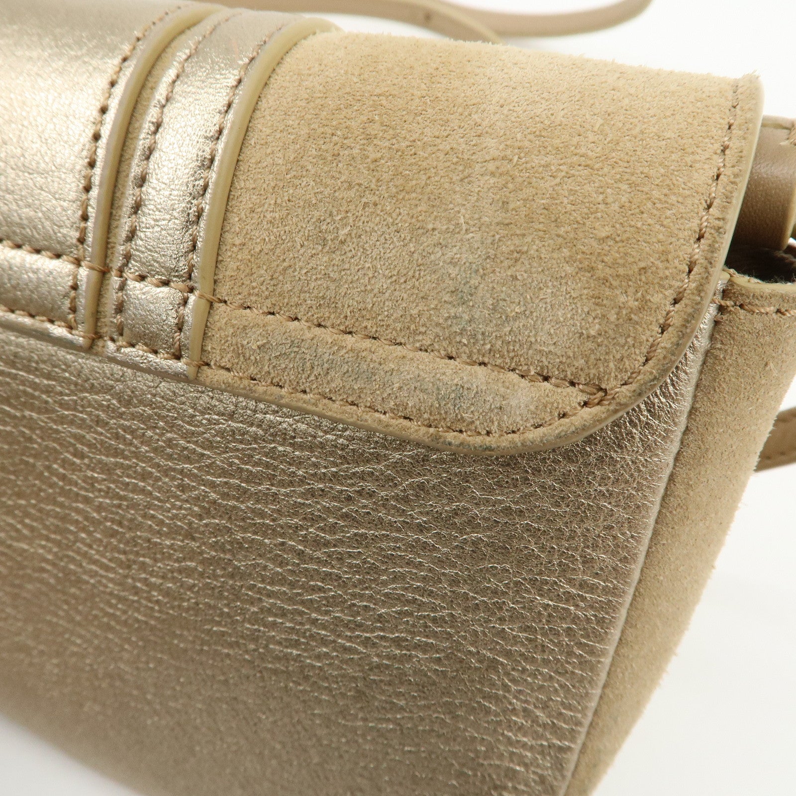 Chloe See By Chloe Hana Suede Leather Shoulder Crossbody Bag Gold