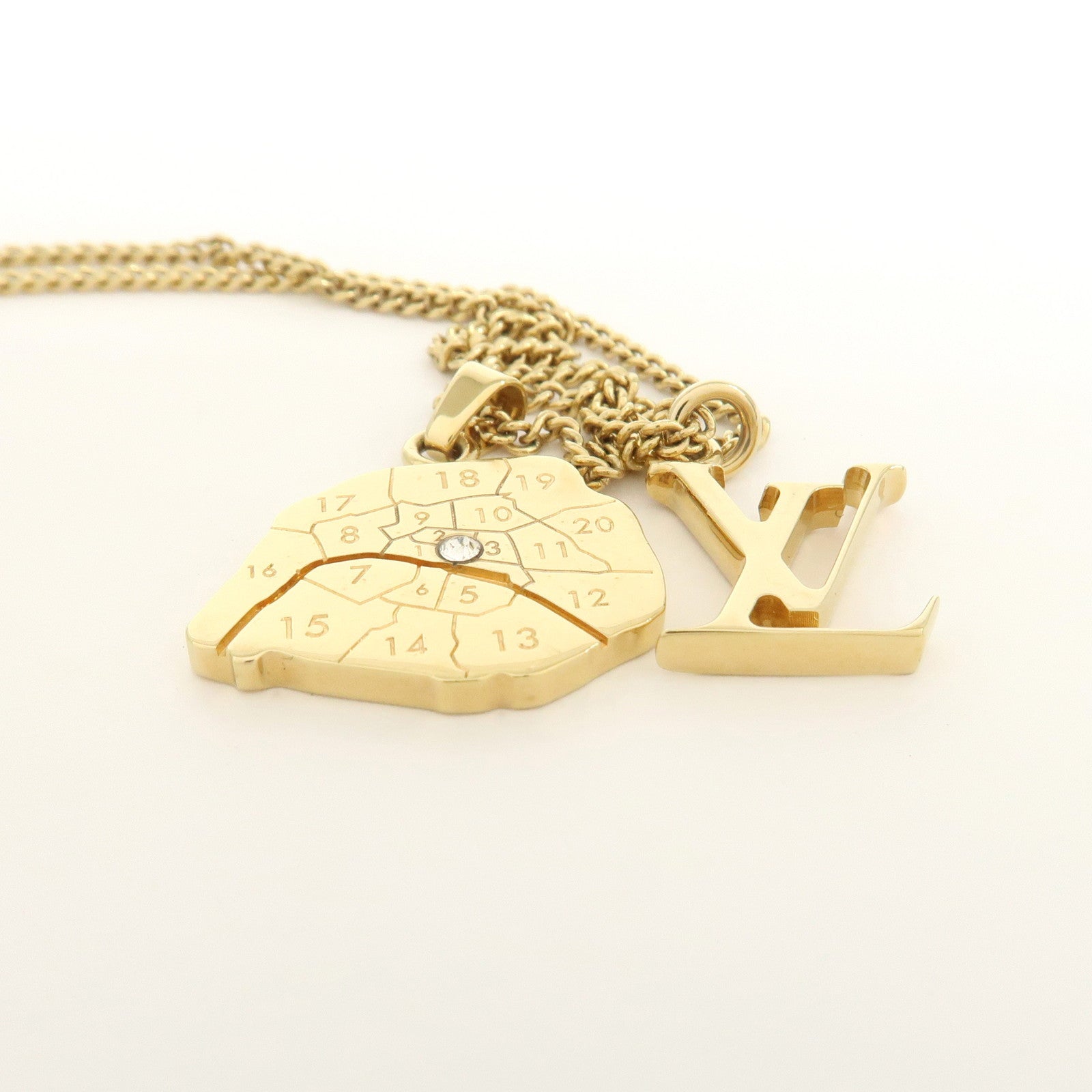 Louis Vuitton Metal Collier Map LV Initial City Necklace M68261