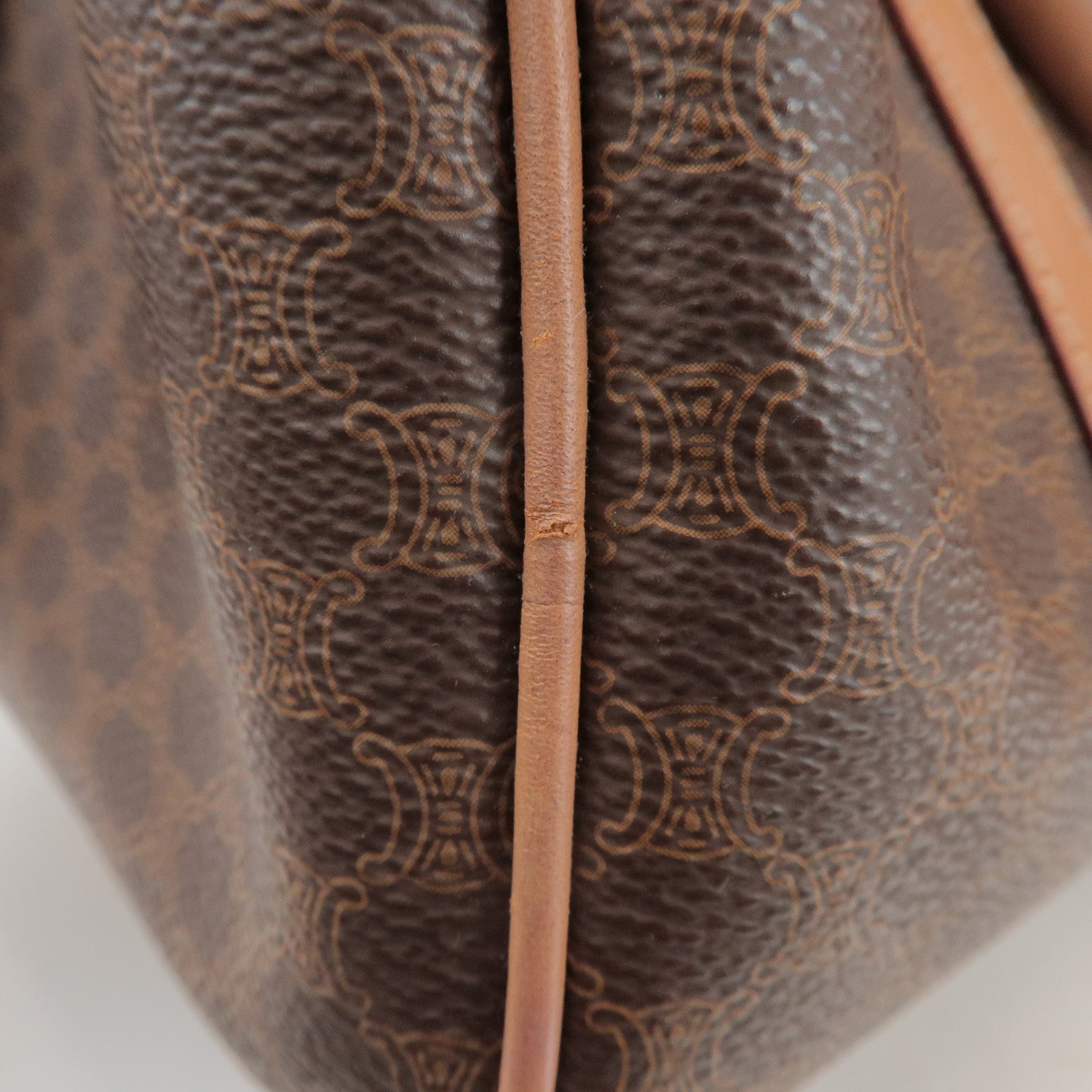 CELINE Macadam PVC Leather Boston Bag Hand Bag Brown
