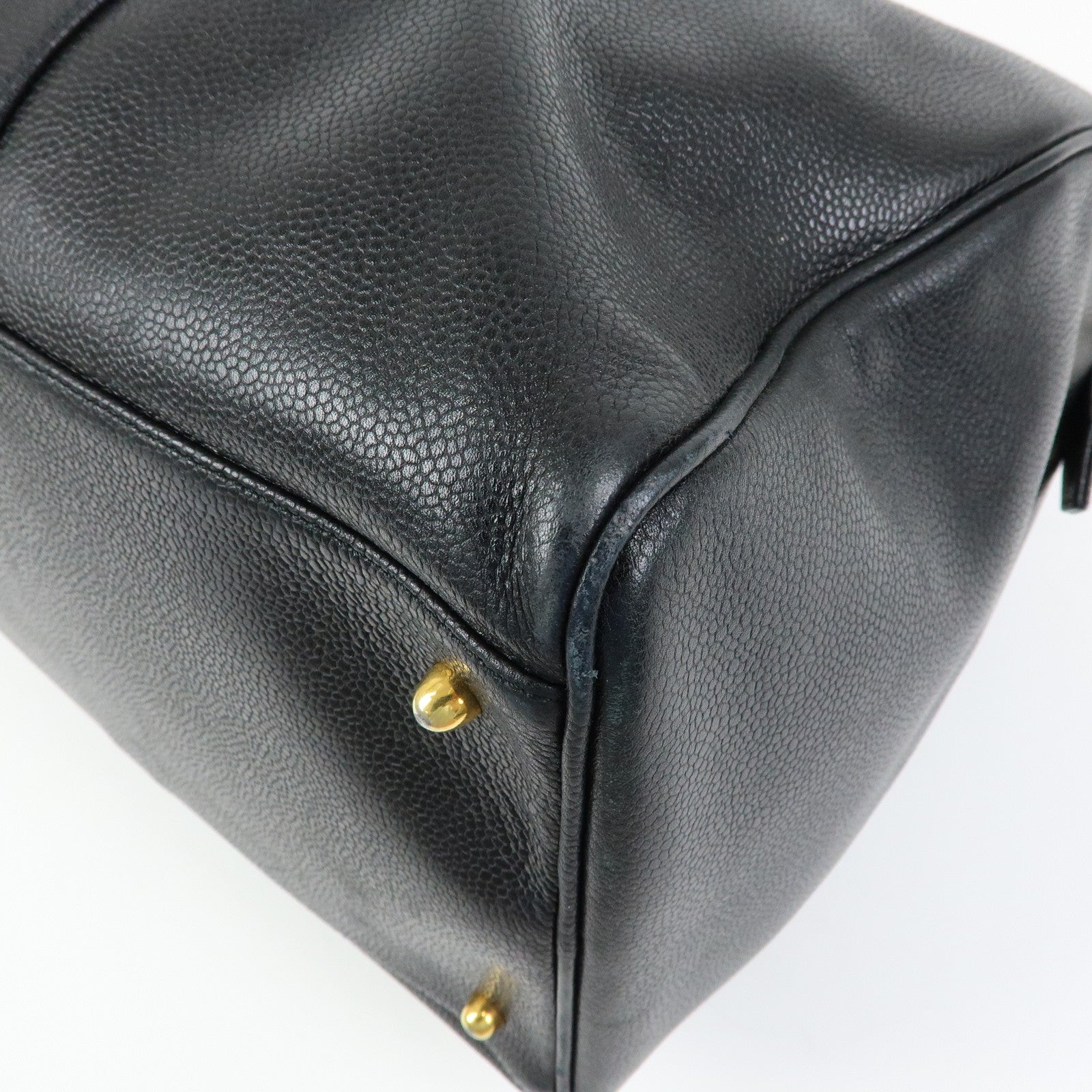 CHANEL COCO Mark Caviarskin Boston Bag Hand Bag Travel Bag Black