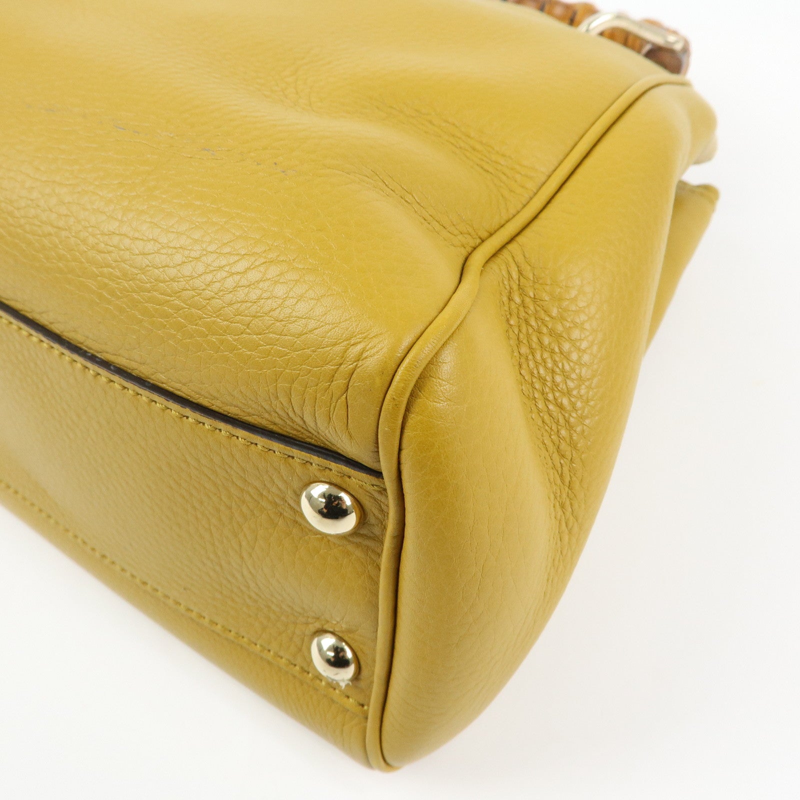 GUCCI Bamboo Leather 2Way Bag GUCCI 50years in Japan Mustard 336032