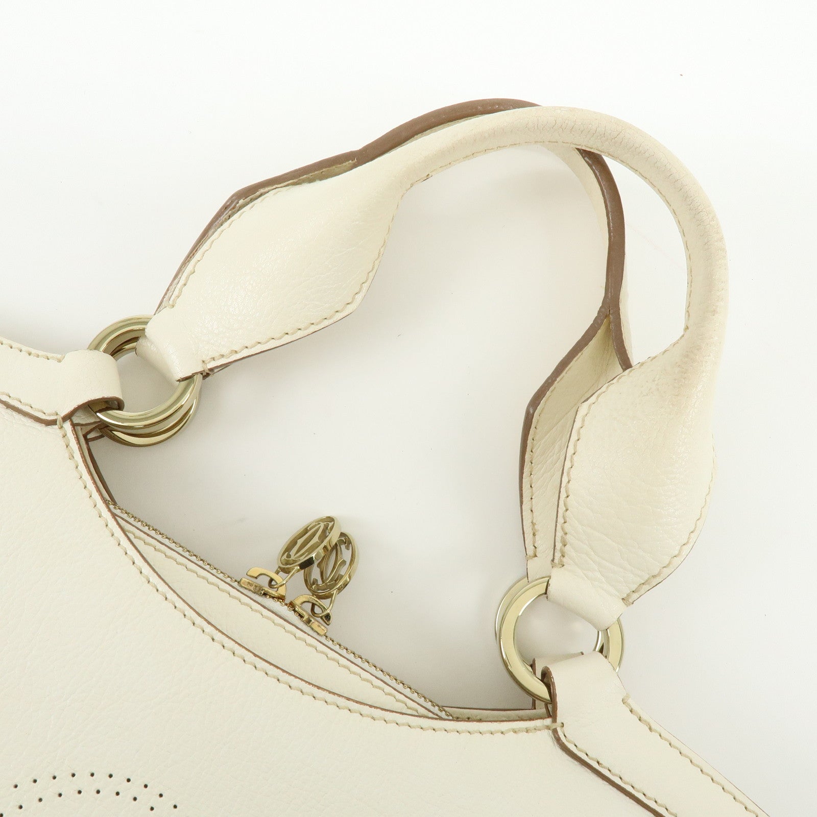 Cartier Marcello Leather 2Way Bag Shoulder Bag Hand Bag Ivory