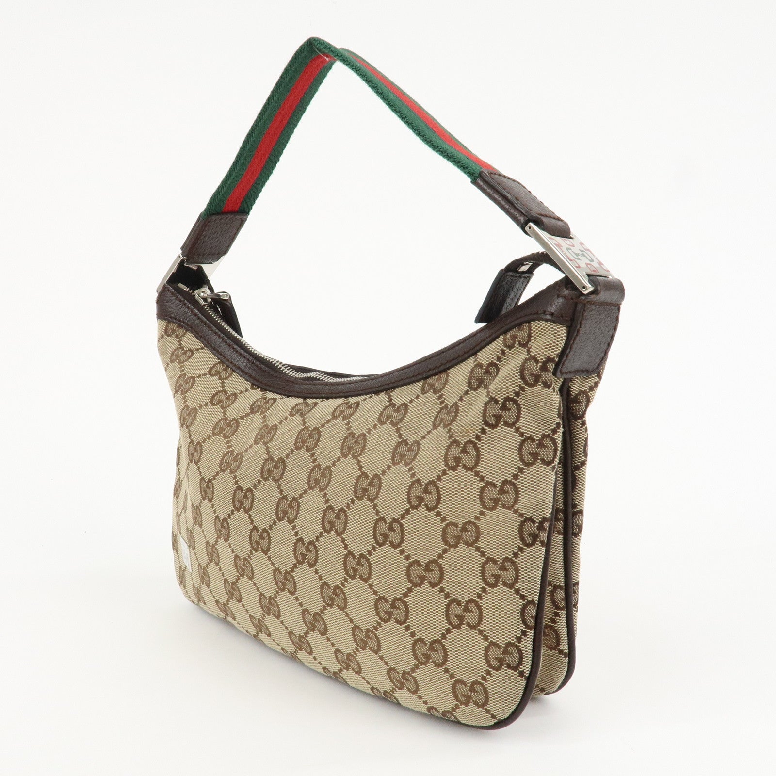GUCCI Sherry Line GG Canvas Leather Shoulder Bag Beige 145812