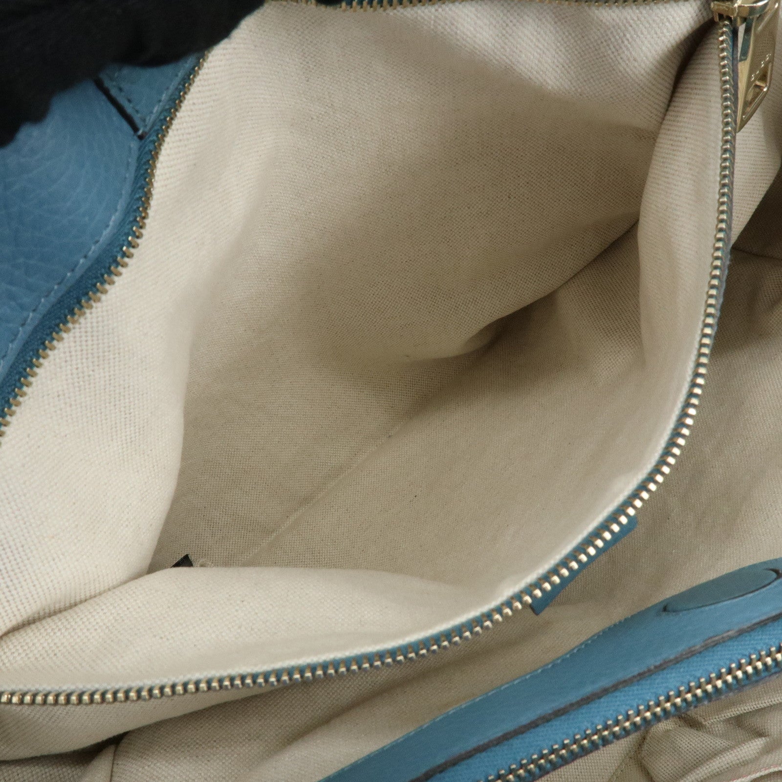 GUCCI Bamboo Shopper Large Leather Tote Bag 2Way Bag Blue 323658